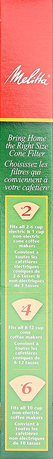 Melitta Fba Usa Inc 626412#6 Natural Brown Cone Coffee Filters 40 Count - 4 Pack
