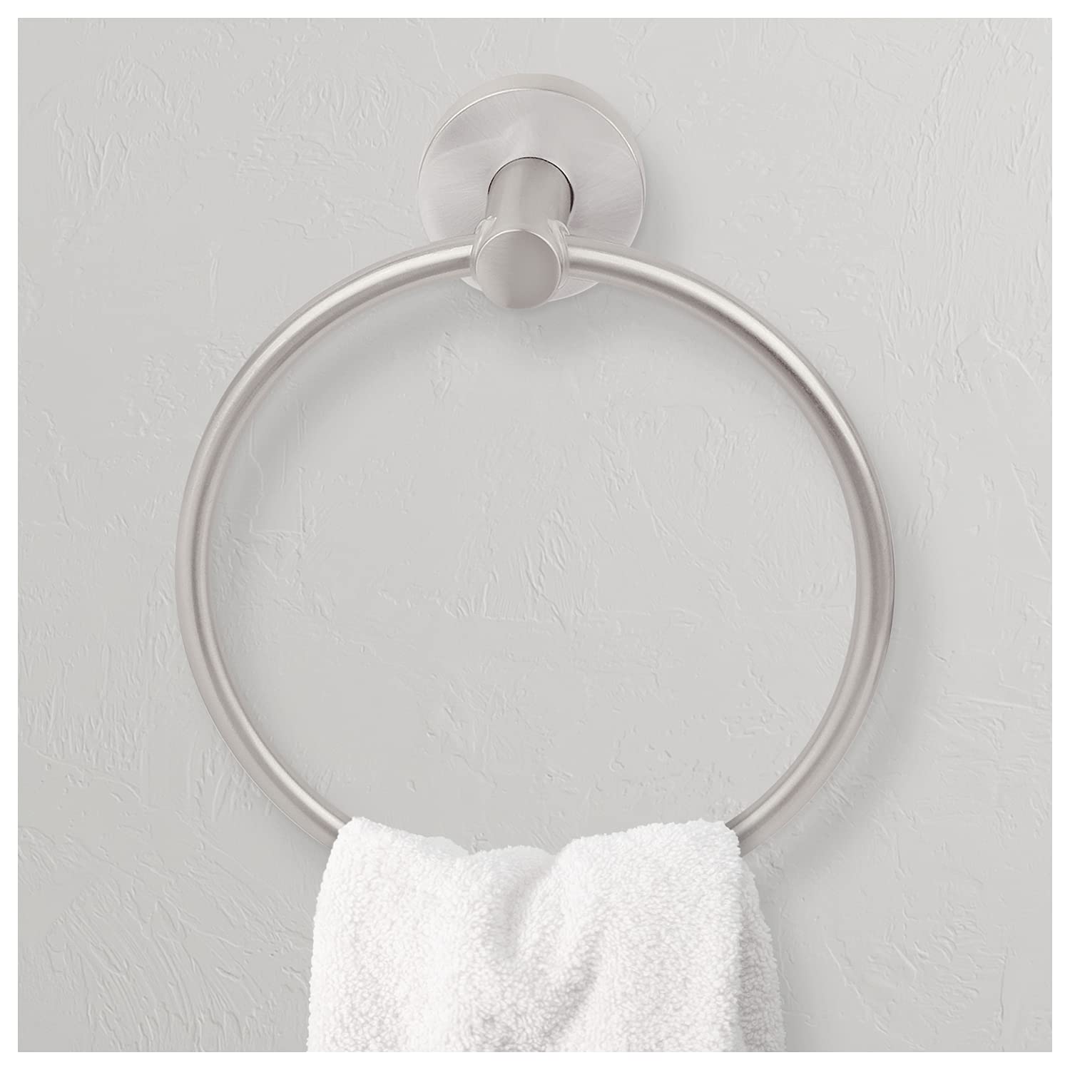 Nuk3Y Luna Modern Round 4 Piece Bathroom Hardware Towel Bar Accessory Set (24'' Set, Satin Nickel)