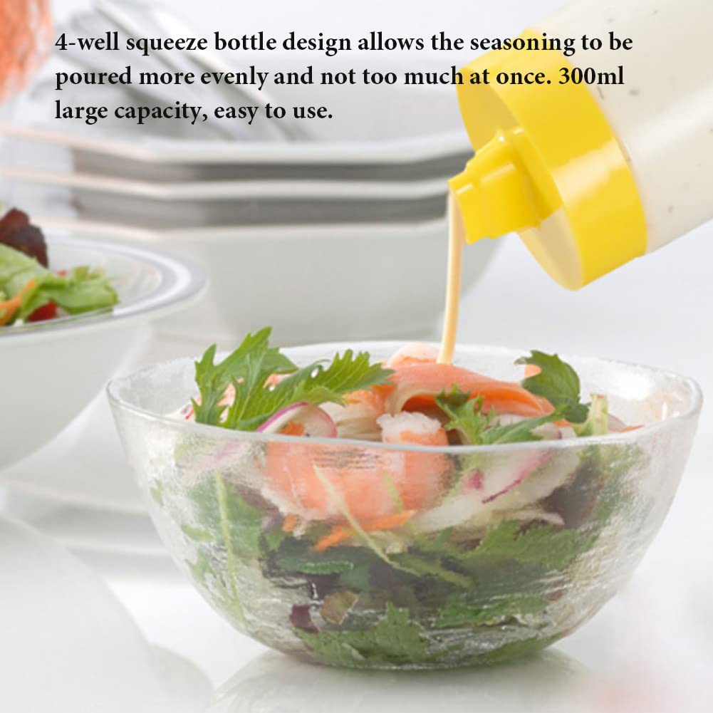 Akoak 1 Pack Four-Hole Seasoning Extruded Bottle, Plastic Seasoning Bottle Spray Bottle, Suitable For Ketchup, Salad Dressing, M