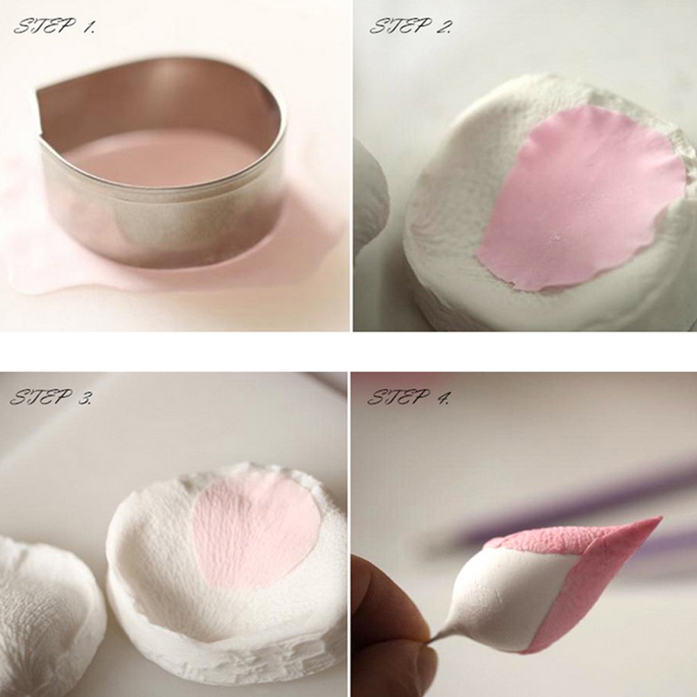 10 Pcs Austin Rose Cutter Set And 2 Pcs Rose Petals Shape Silicone Fondant Mold Veining Petal Sugar Flower Making Tool Cake Deco