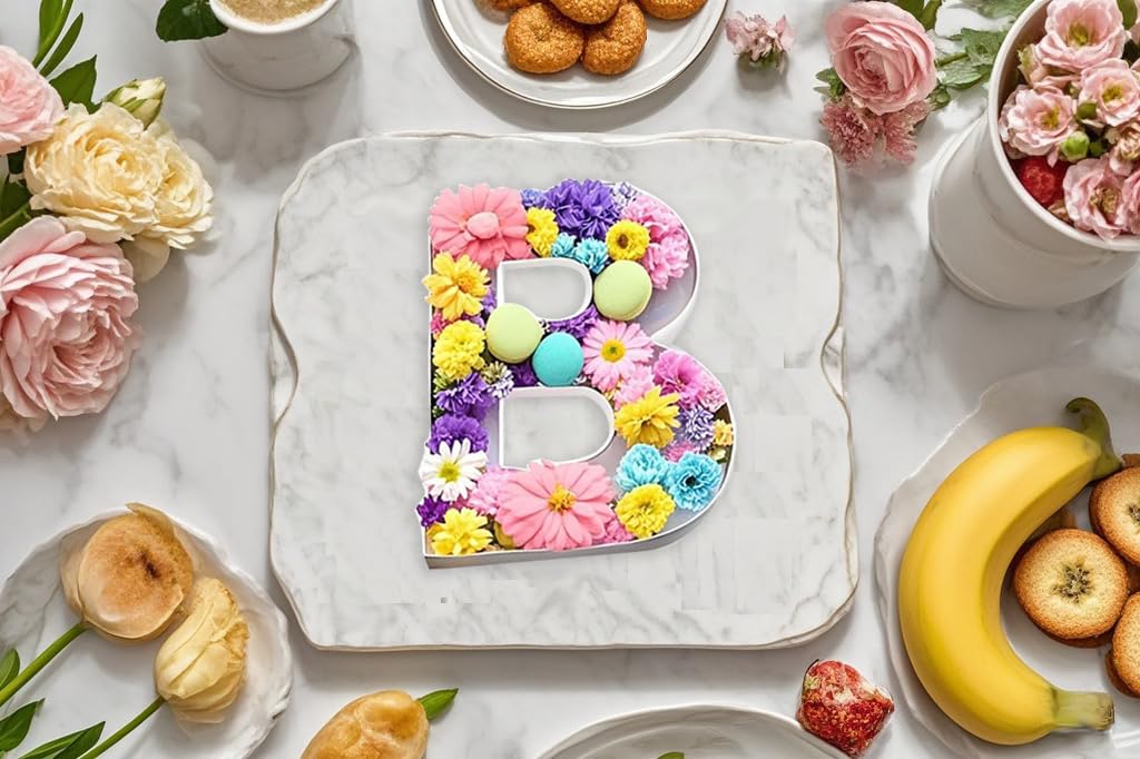 10B Shaped Cardboard Letter Mache Chocolate Sweets Candy Container Box (White, B)