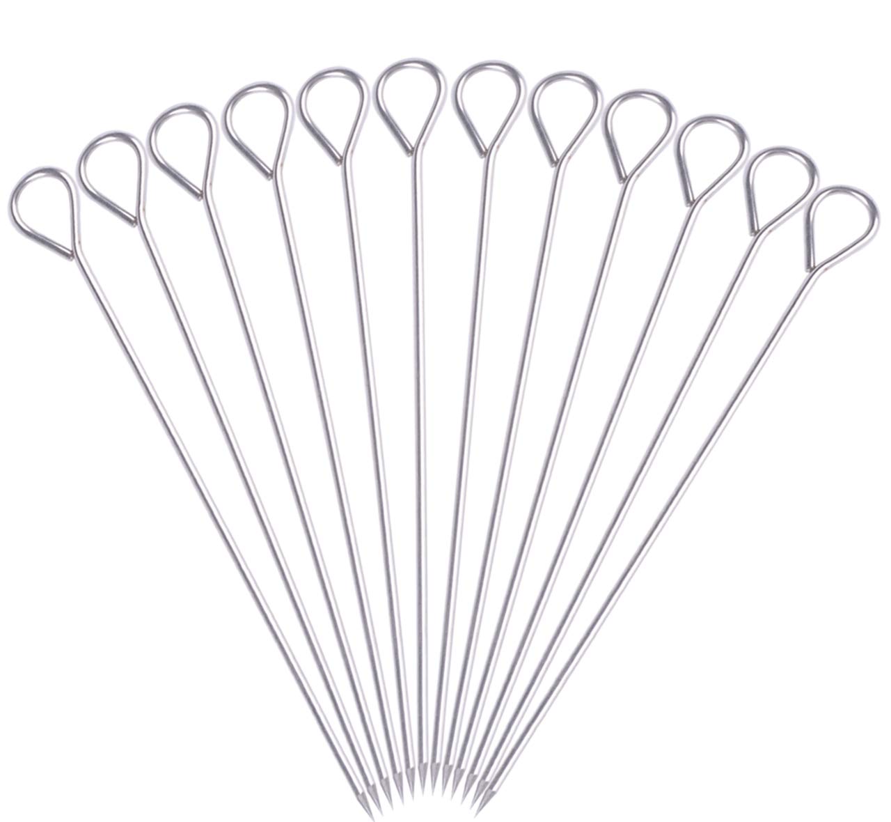 Honshen 8 Inch Stainless Steel Skewers,Roast Goose Needle Barbecue Skewers, Bbq Skewers, Shish Kebab Kabob Skewers 12 Pcs