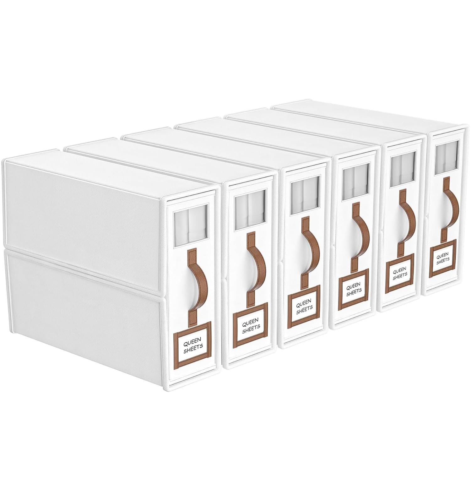 BigPonPon 6 Pack Foldable Bed Sheets Set Organizers and Storage(King & Queen Size),Linen Fabric Closet Organizers with Window,Fo