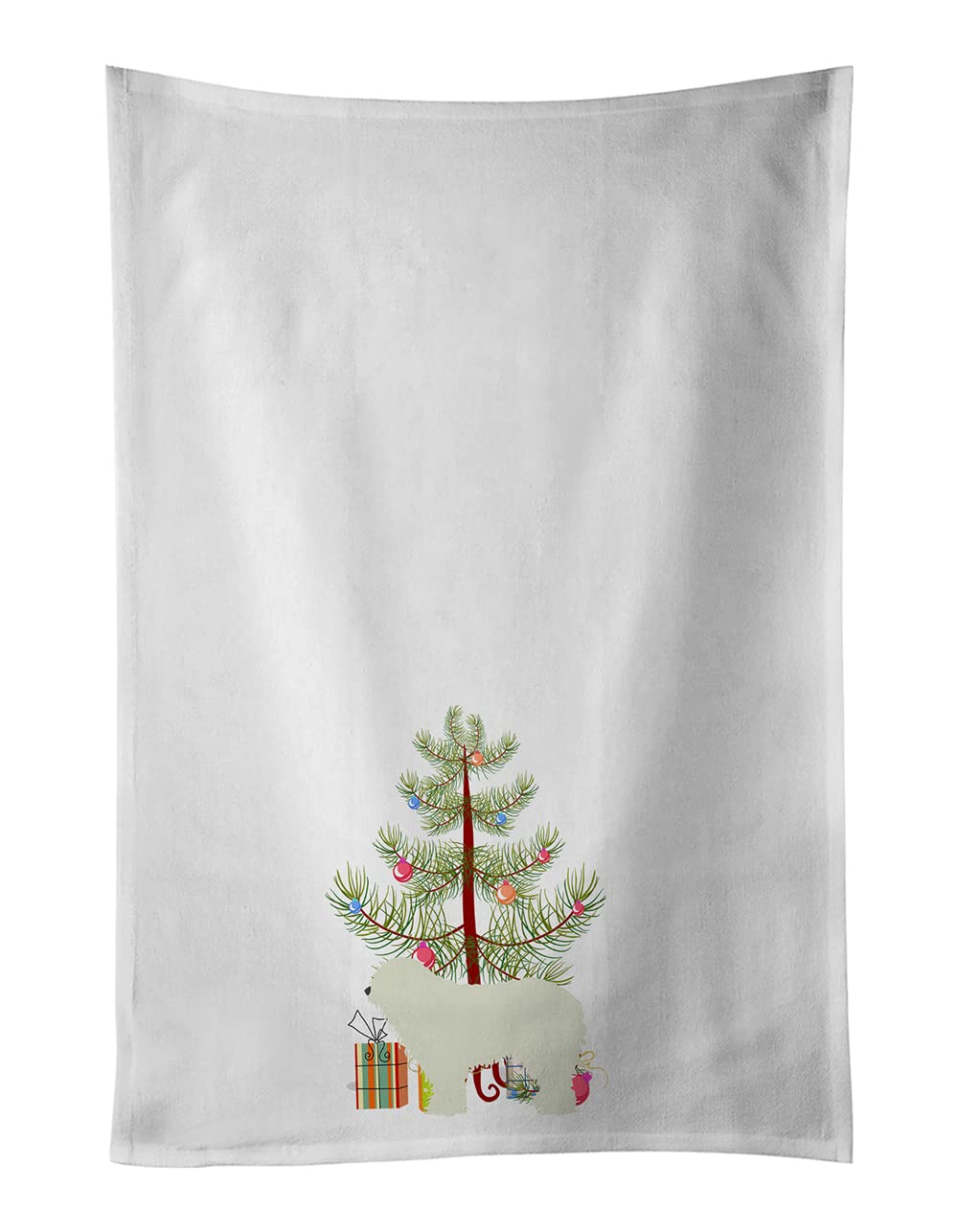 Komondor Merry Christmas Tree White Kitchen Towel Set of 2