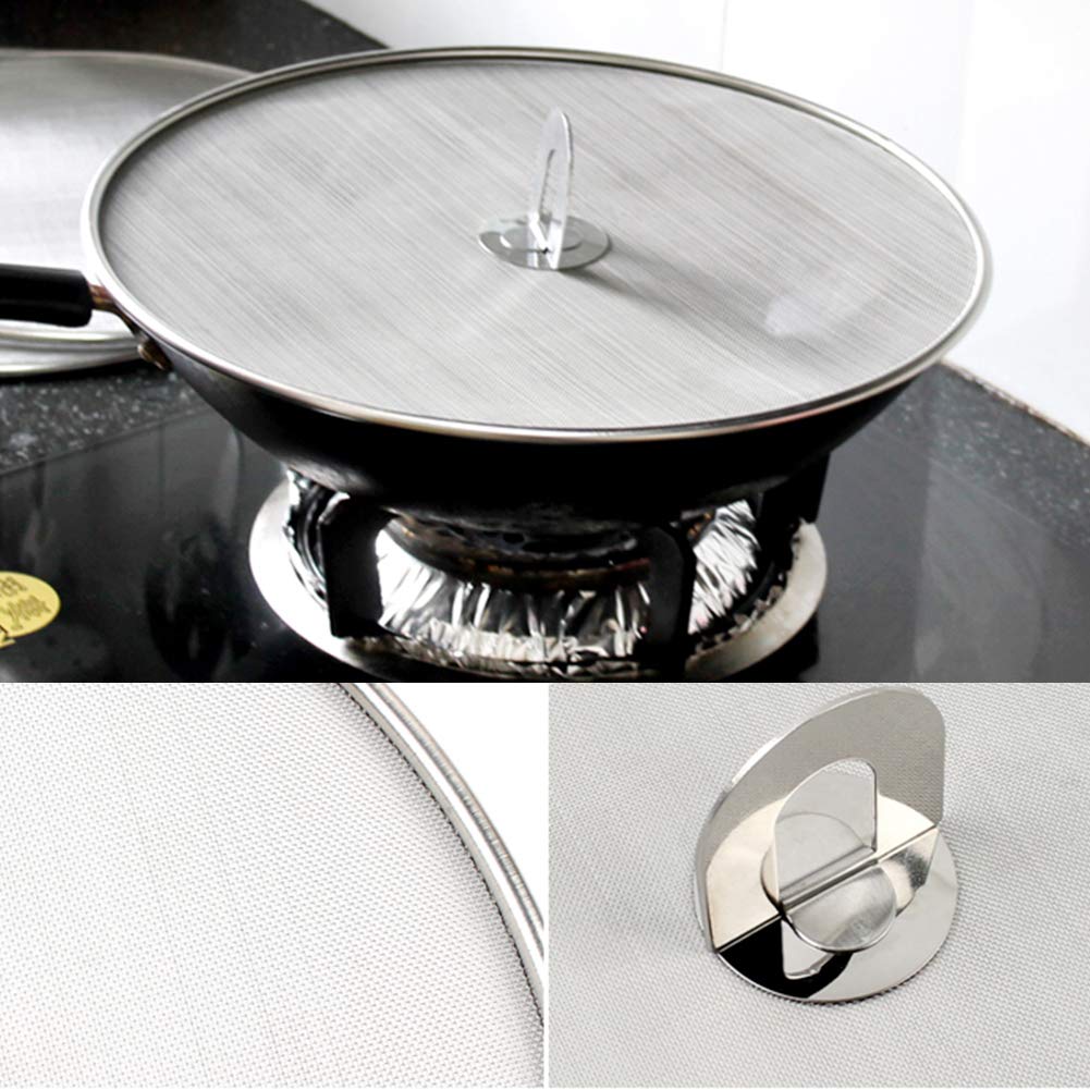 Stainless Steel Splatter Screen Mesh Pan Pot Lid Cover Oil Resist Splash Guard Frying Cooking Tools Practical Kitchen Accessorie