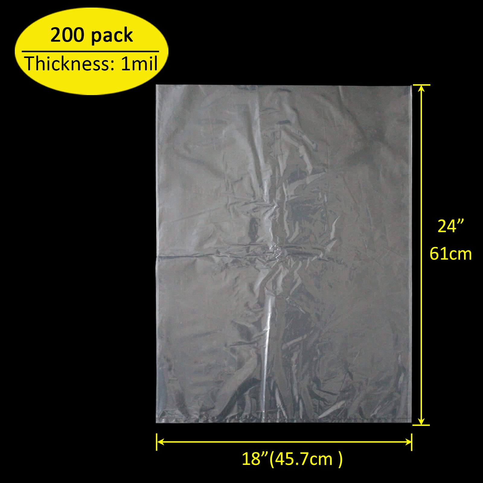 Belinlen 200 Pack 18 X 24 Inch Plastic Produce Bags Bread Loaf Bags Clear Plastic Flat Poly Bags With Twist Ties For Food, Bread