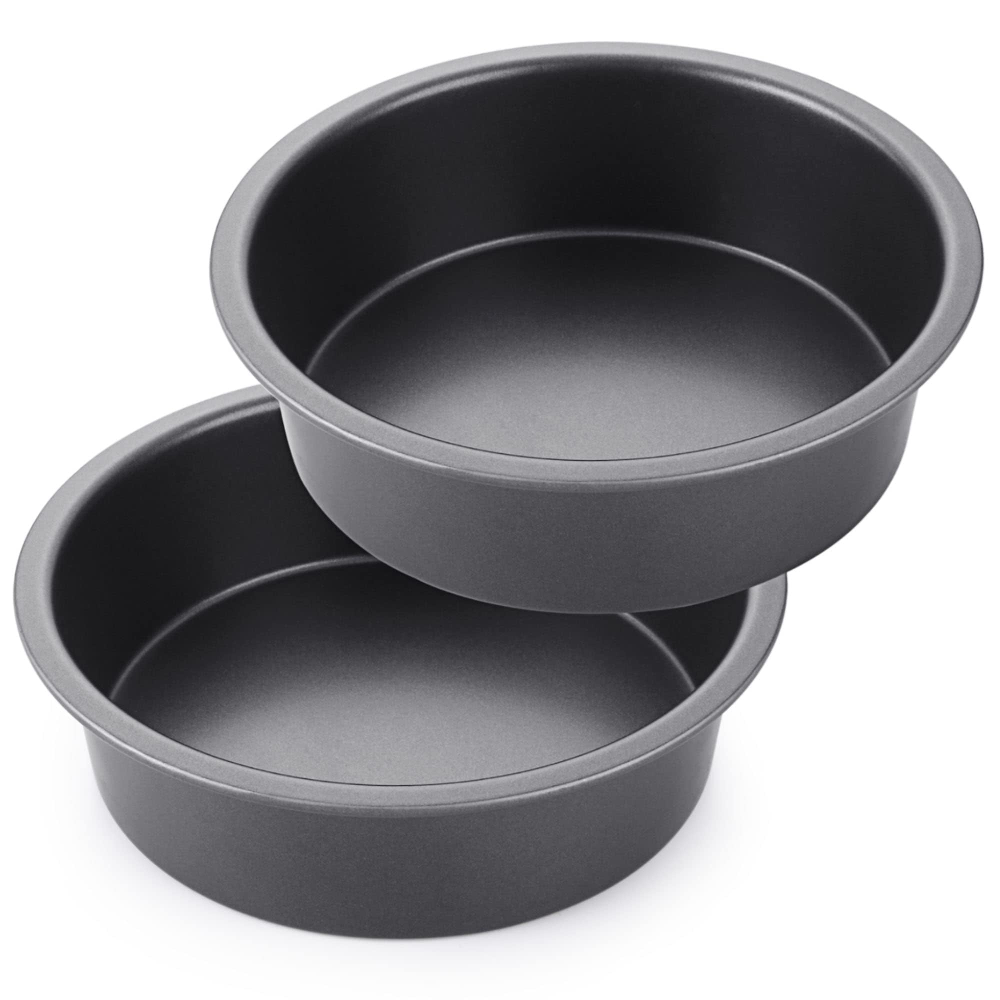Hongbake Round Cake Pan Set For Baking, 8 Inch, Nonstick Deeper Circle Cake Pans With Wider Grips, 2 Pieces Layer Cake Tin, Chee