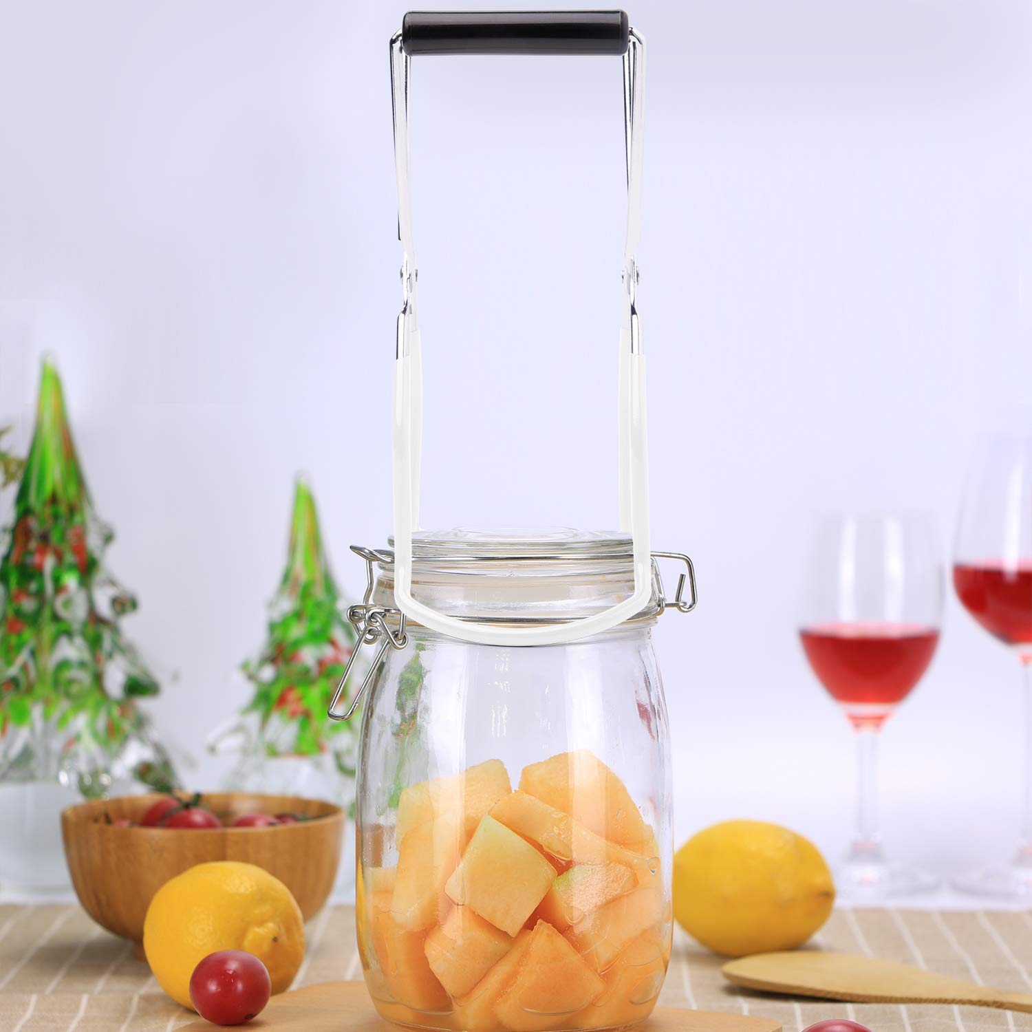 Eeoyu Canning Jar Lifter Tongs Stainless Steel Jar Lifter With Grip Handle For Home Kitchen (White)