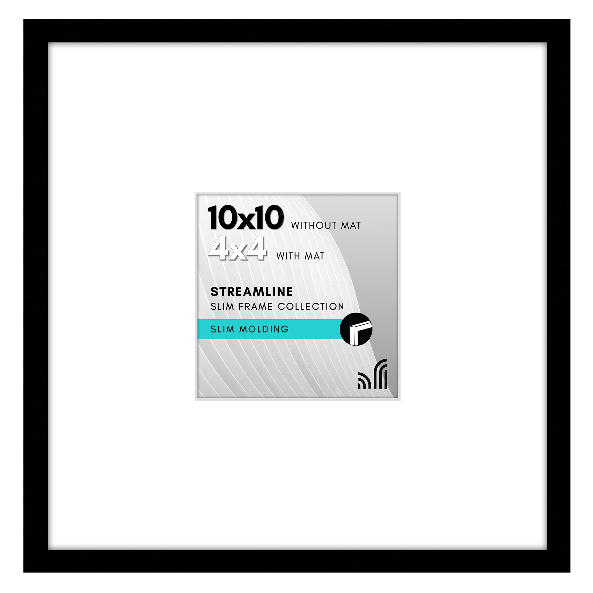 Americanflat 10x10 Picture Frame with Shatter-Resistant Glass - Use as 4x4 Frame with Mat or Display 10x10 Photo Without Mat - S