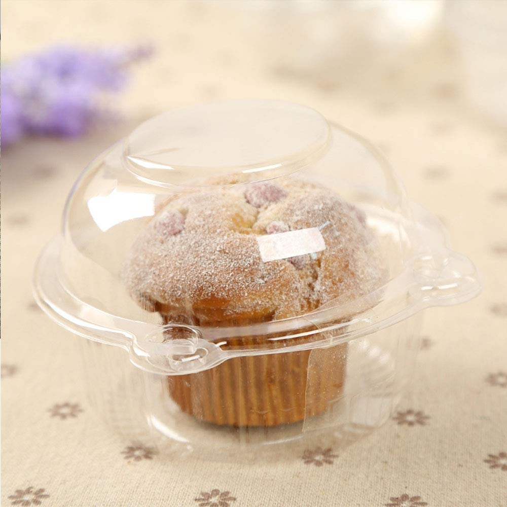 Cupcake Holders Individual,50 Pc Cupcake Containers Disposable Clear Plastic Single Muffin Dome Holders Cases Individual Cupcake