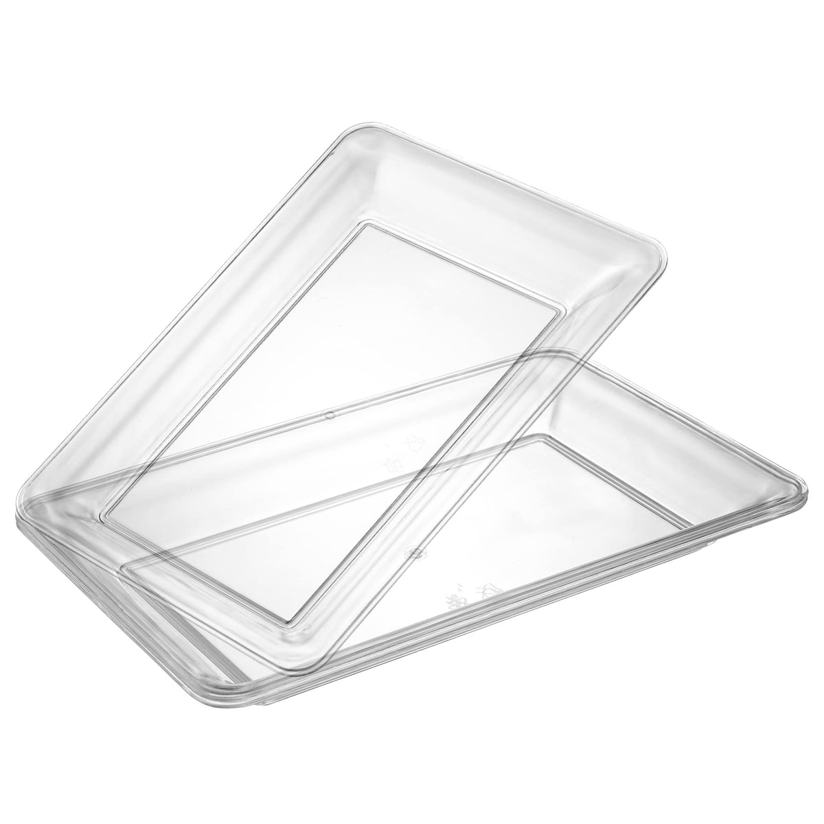 Plasticpro Plastic Serving Trays - 10 X 14 Serving Platters Rectangle Disposable Party Dish (12, Clear)