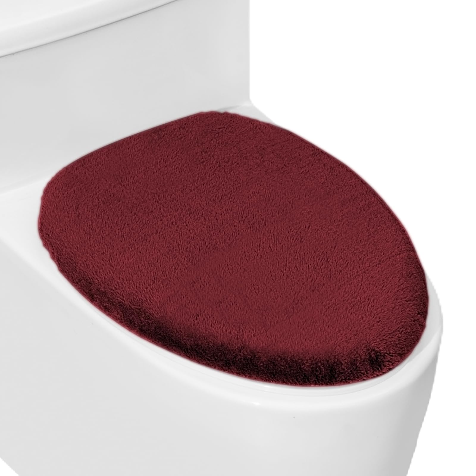 Soft Plush Toilet Lid Cover for Bathroom, Machine Washable Toilet Seat Covers, Fits Most Round Elongated and Oblong Lids, Easy I