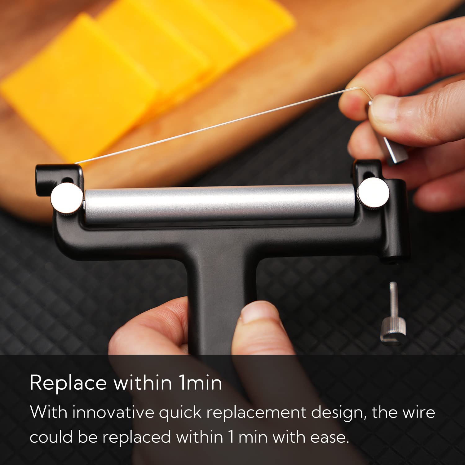Kitchendao Adjustable Wire Cheese Slicer Cutter, 50% Stronger Wires With 2Nd Gen Wire Fixing Mechanism, Adjustable Hand-Held Wir