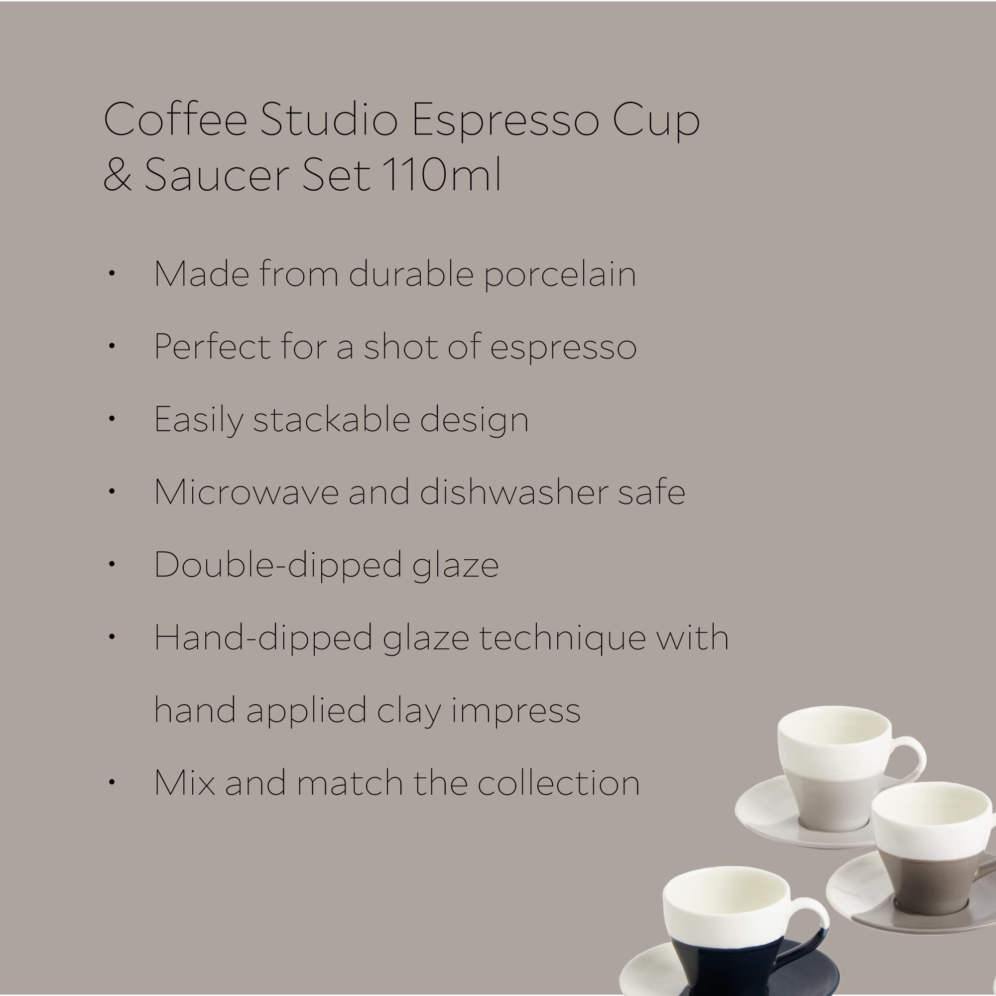 Royal Doulton Coffee Studio Espresso Set of 4 Cup & Saucers  4 Count (Pack of 1)  Mixed  3.7Fl oz