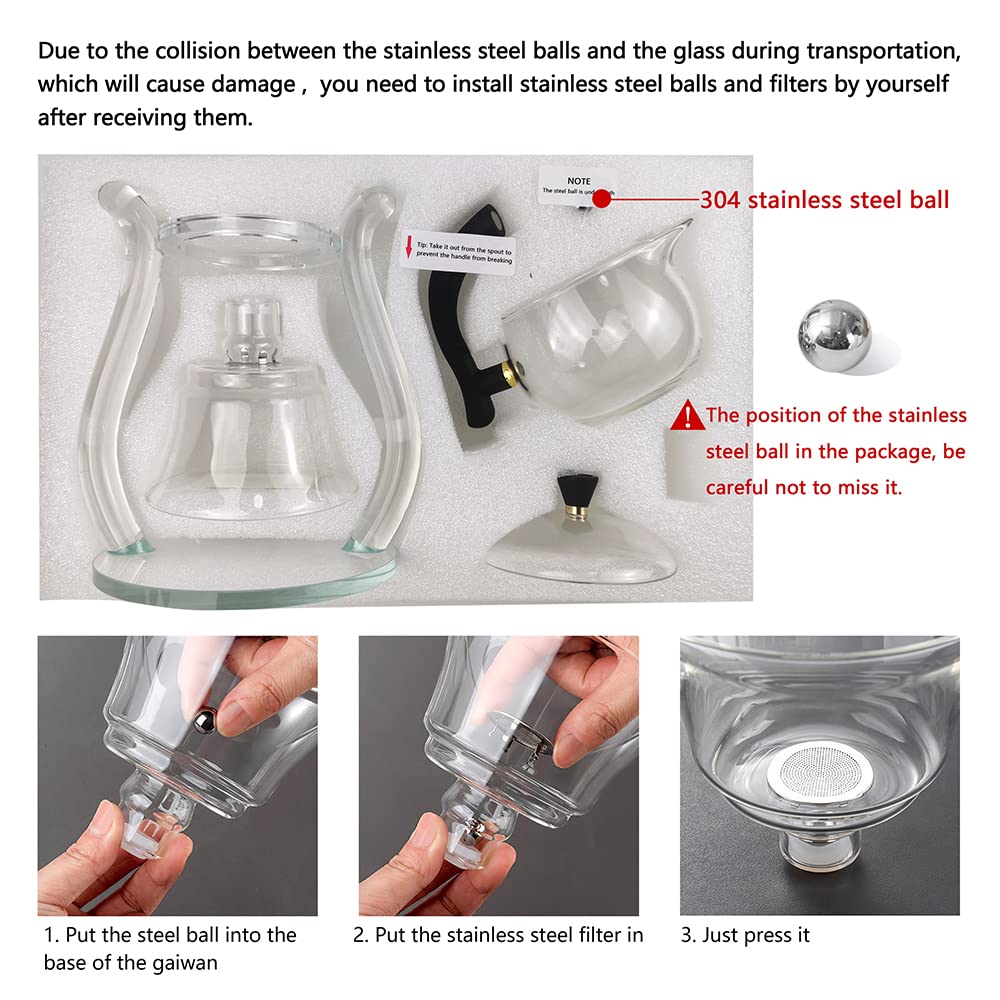 Cunhuy Lazy Kungfu Drip Teapot, Heat Resistant Tea Set, Semi-Automatic Glass Teapot Suit For Magnetic Water Flow Wooden Glass Te