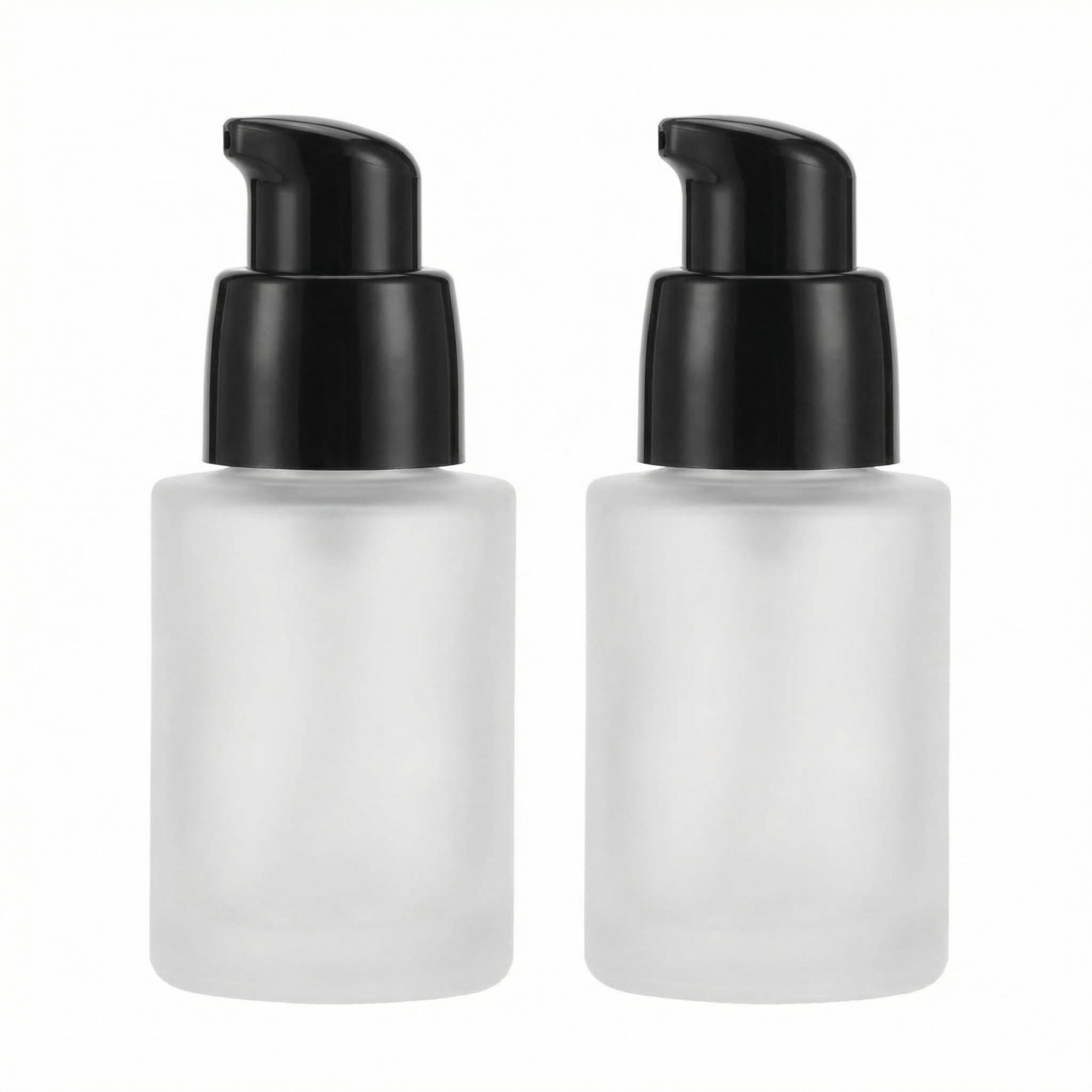 UPSTORE 2PCS 30ML Frosted Glass Foundation Bottles with Black Pump
