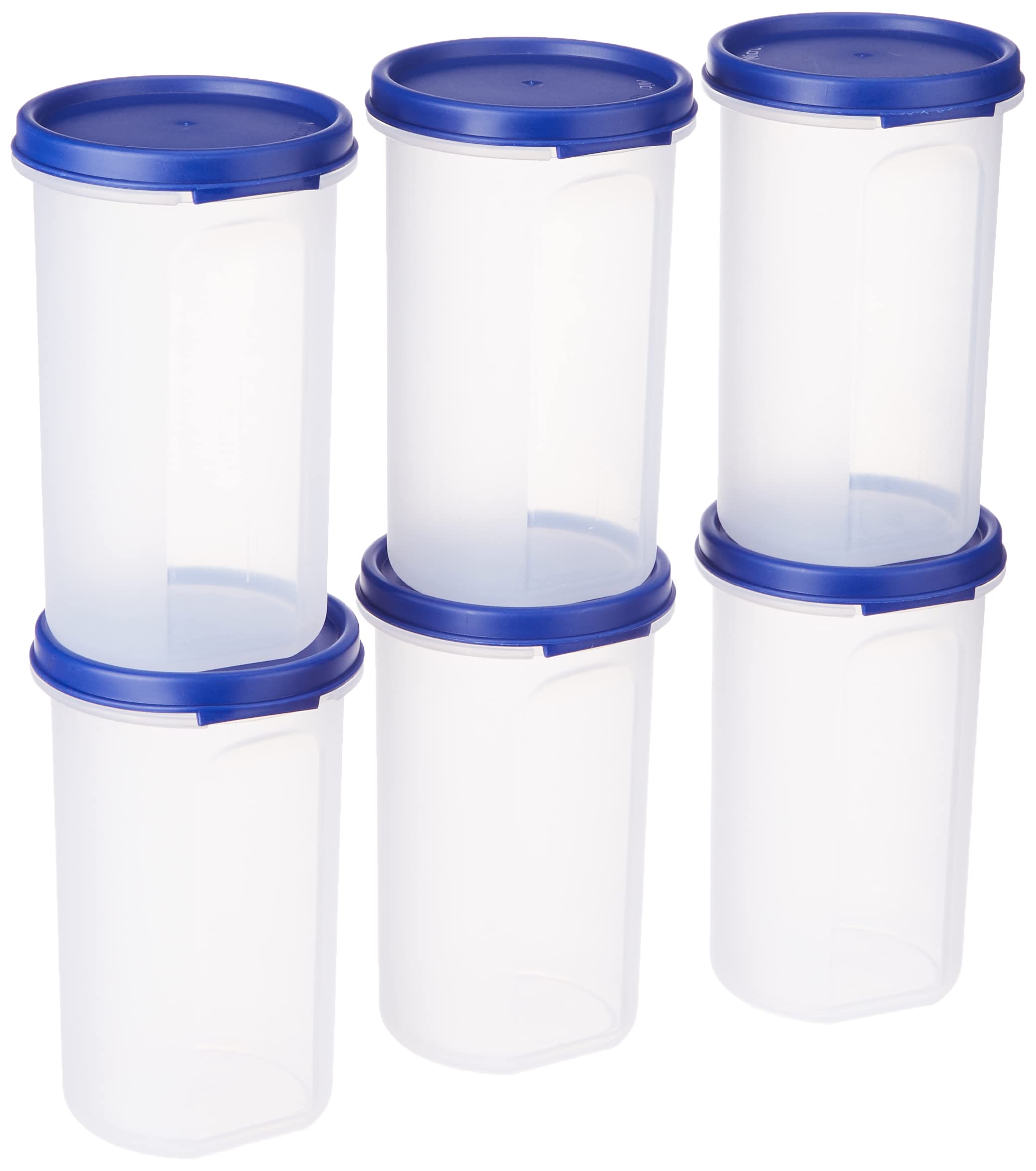 Amazon Brand - Solimo Plastic Slim Storage Container,Set Of 6(585 Ml Each),Blue