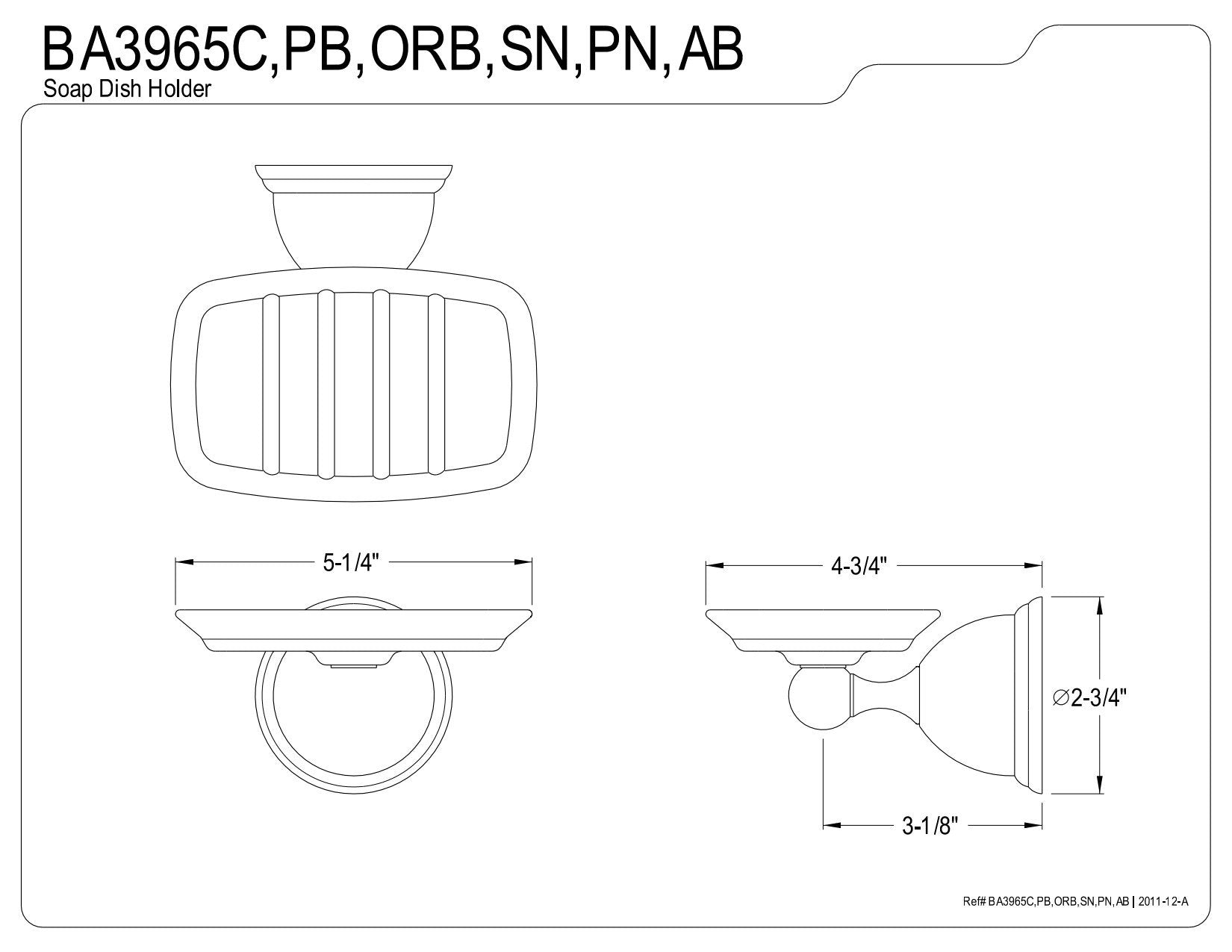 Kingston Brass BA3965SN Restoration Wall-Mount Soap Dish  Brushed Nickel