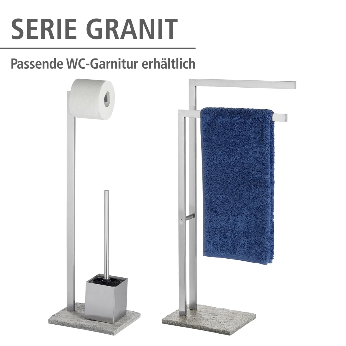 Granitefree Standing Stainless Steel Hand Towel Stand, Bathroom Hand Towel Organizer Stand, With Ganite Rounded Pedestal