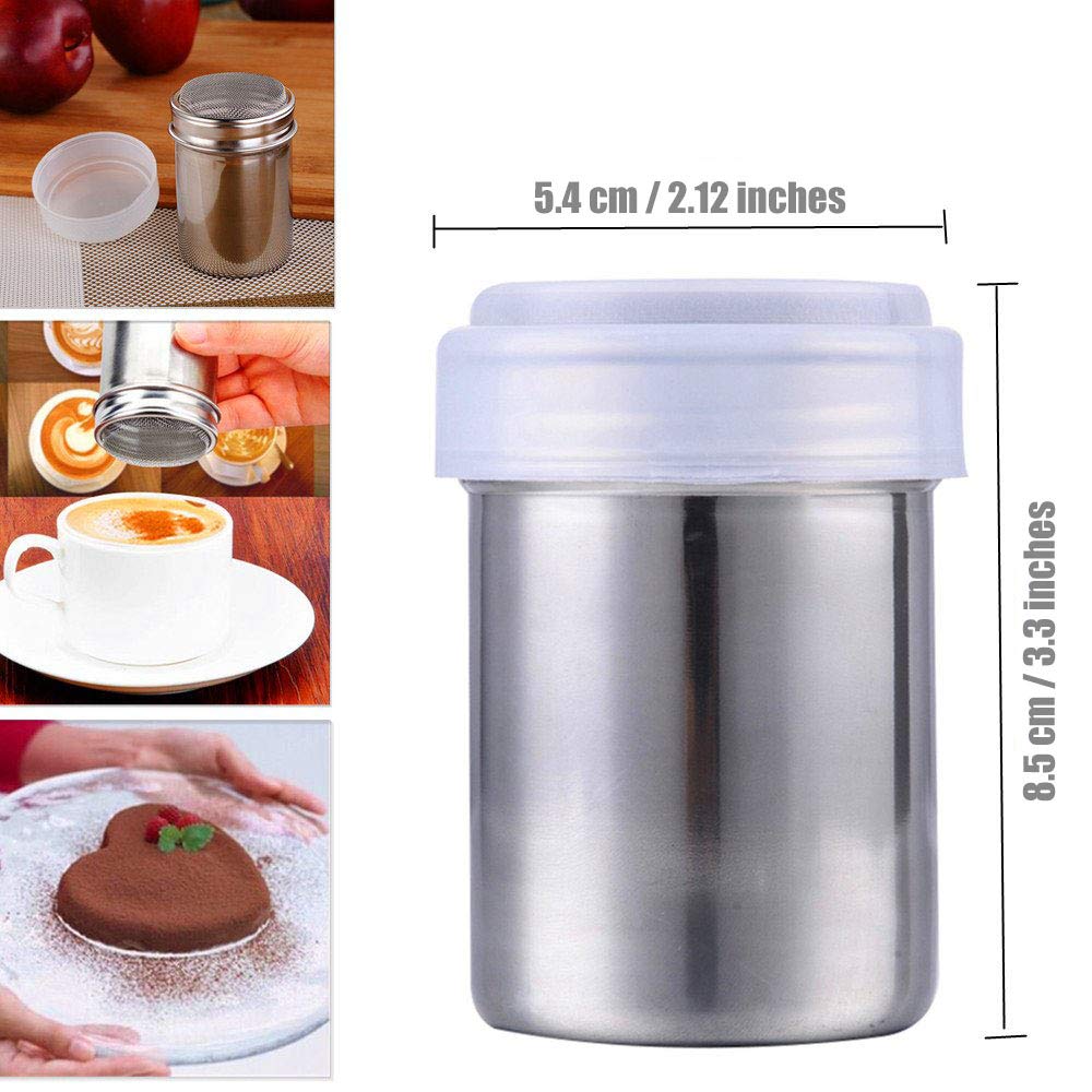 Onwon Powder Sugar Shaker With Lid - Stainless Steel Fine Mesh Shaker Cinnamon Icing Sugar Powder Cocoa Flour Chocolate Coffee S