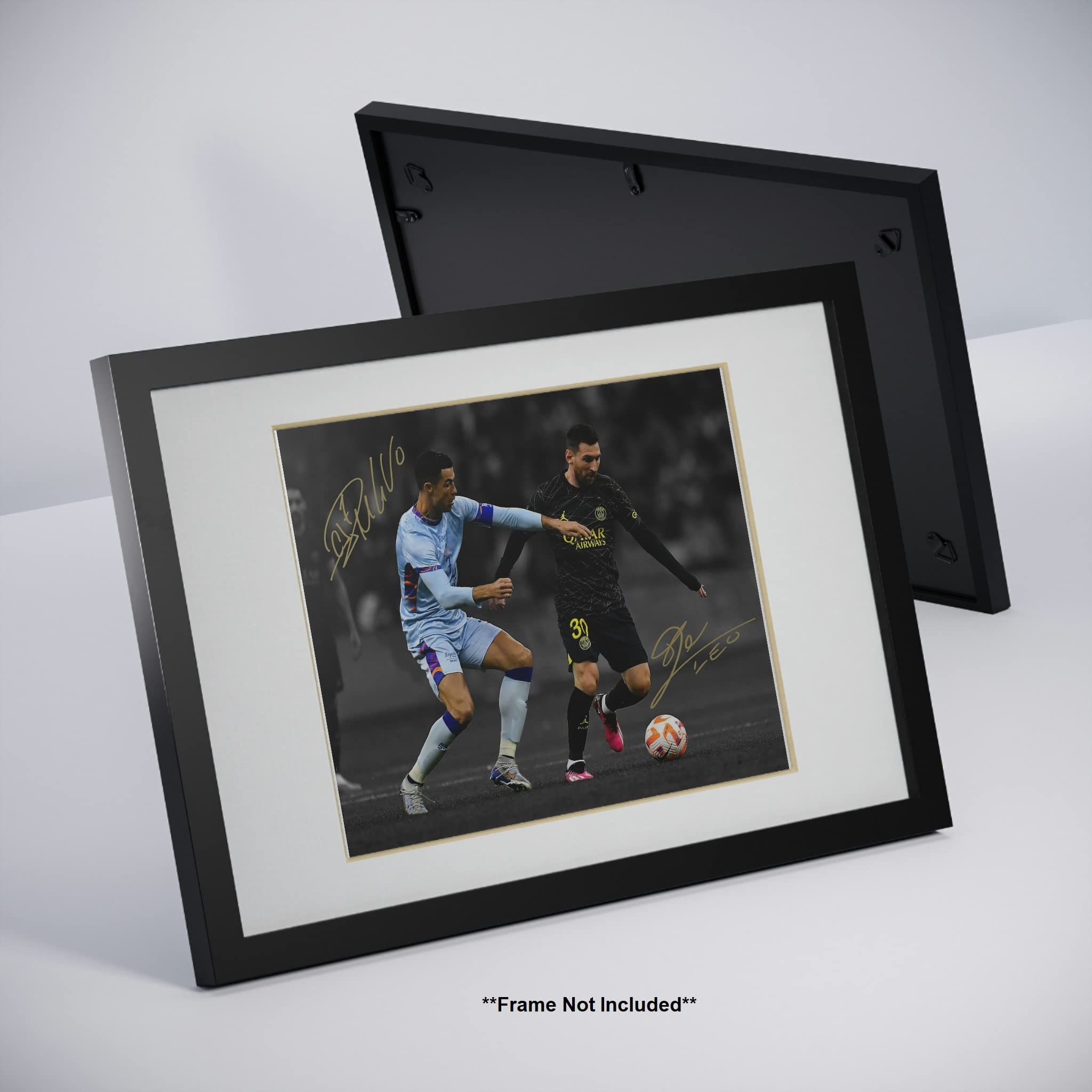 Ikonic Fotohaus Signed Lionel Messi Cristiano Ronaldo Photo Print Wall Art - 10L" x 8W", White, Paper Decor
