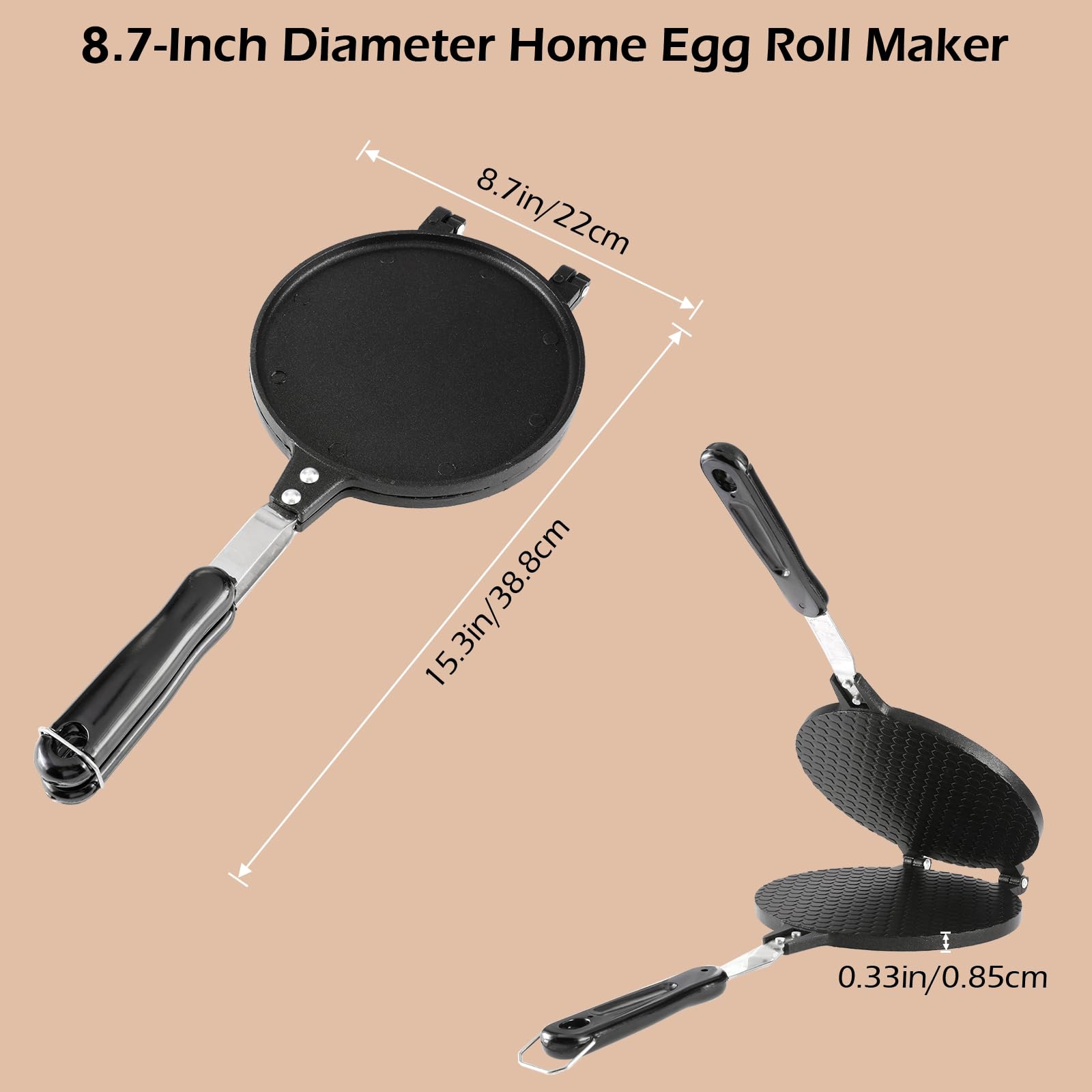 Dyna-Living Waffle Cone Maker Ice Cream Cone Maker 8.6 Inches Household Waffle Bowl Maker Non-Stick Egg Roll Maker For Diy Ice C