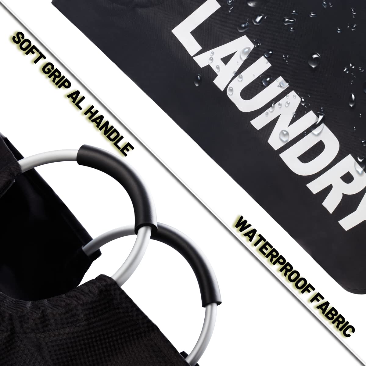 Twira 90L Large Laundry Basket  Laundry Hamper Stands Up Well  Laundry Bag with Padded Handles  Waterproof Clothes Bin Collapsible  Clothes Hamper for Bathroom  Laundry  College (Black)