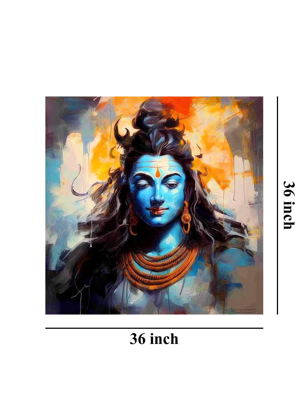 999Store Abstract Shiva Canvas Painting Art: Meditative Lord Shiva Portrait For Contemporary Spiritual Home And Meditation Space