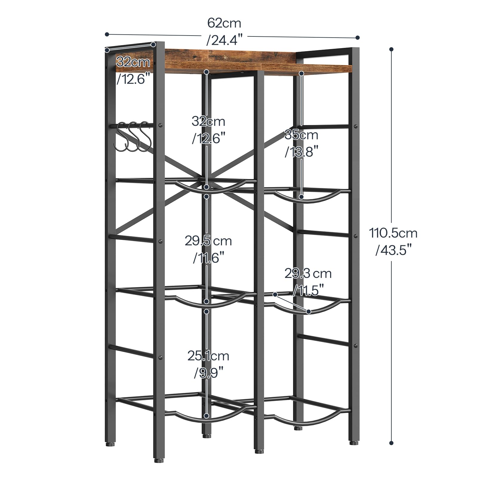 Hoobro 5 Gallon Water Jug Holder 6 Bottles, Water Jug Rack, 3 Tier Water Bottle Holder With X-Shape Reinforcement, For Kitchen,