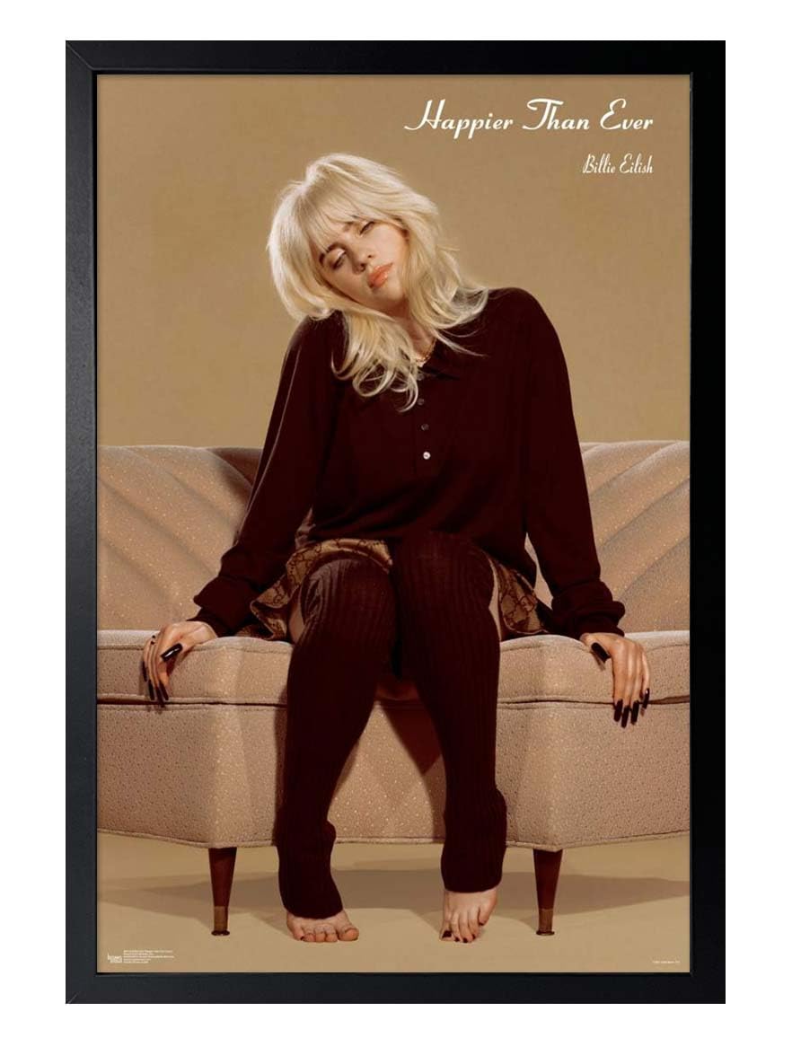 Billie Eilish - Happier Than Ever - Couch Poster - Officially Licensed - 24'' X 36'' With Frame Black Color