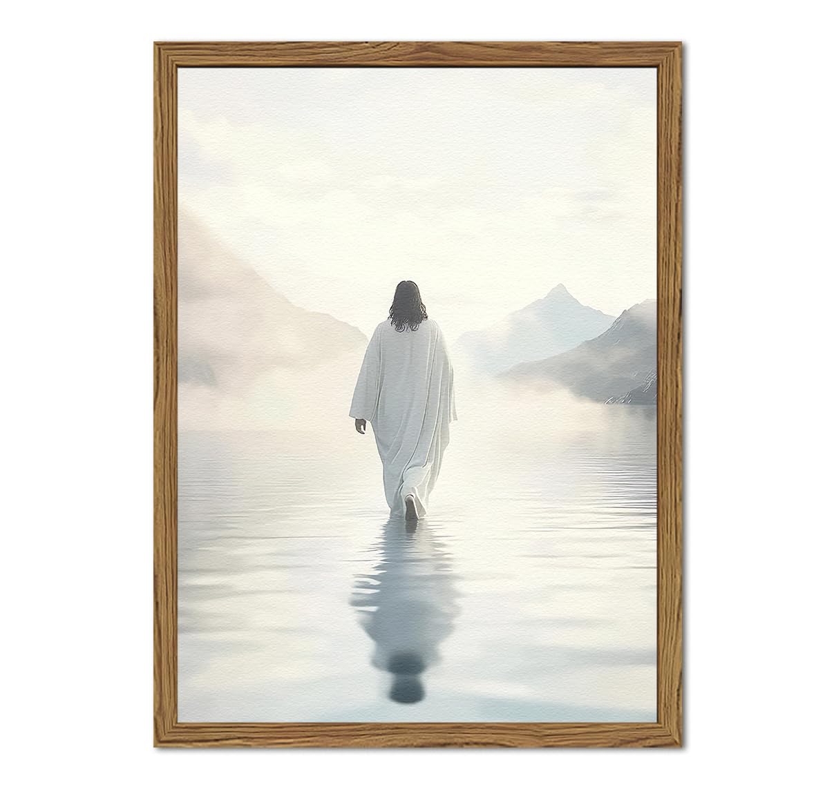 Jesus Walking On Water Wall Art White Jesus Wall Decor Christian Faith Painting 3D Textured Hand Drawn Sandstone Artwork For Liv