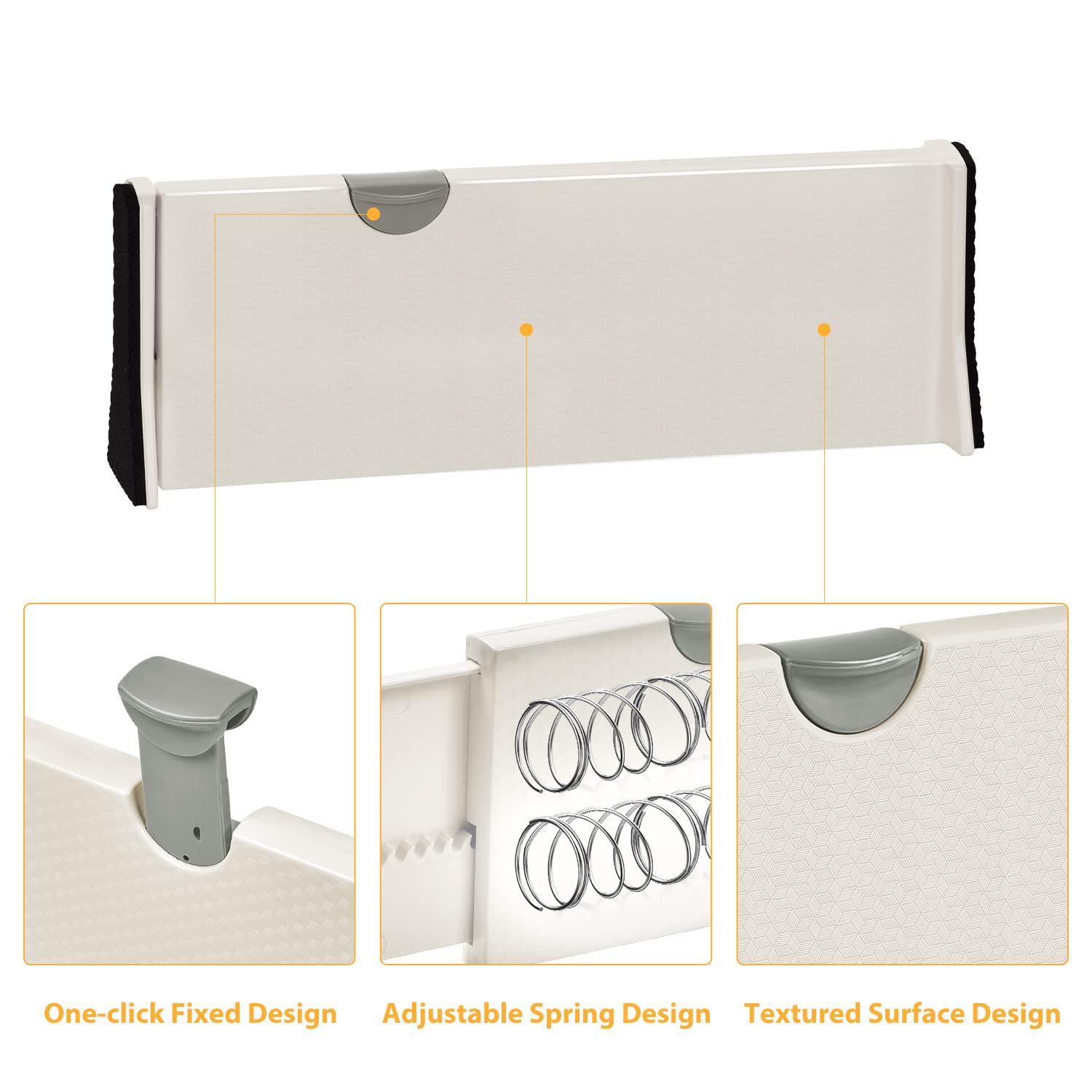 JONYJ Drawer Dividers Organizer 6 Pack, Adjustable Separators 4'' High Expandable from 11-17'' for Bedroom, Bathroom, Closet, Cl