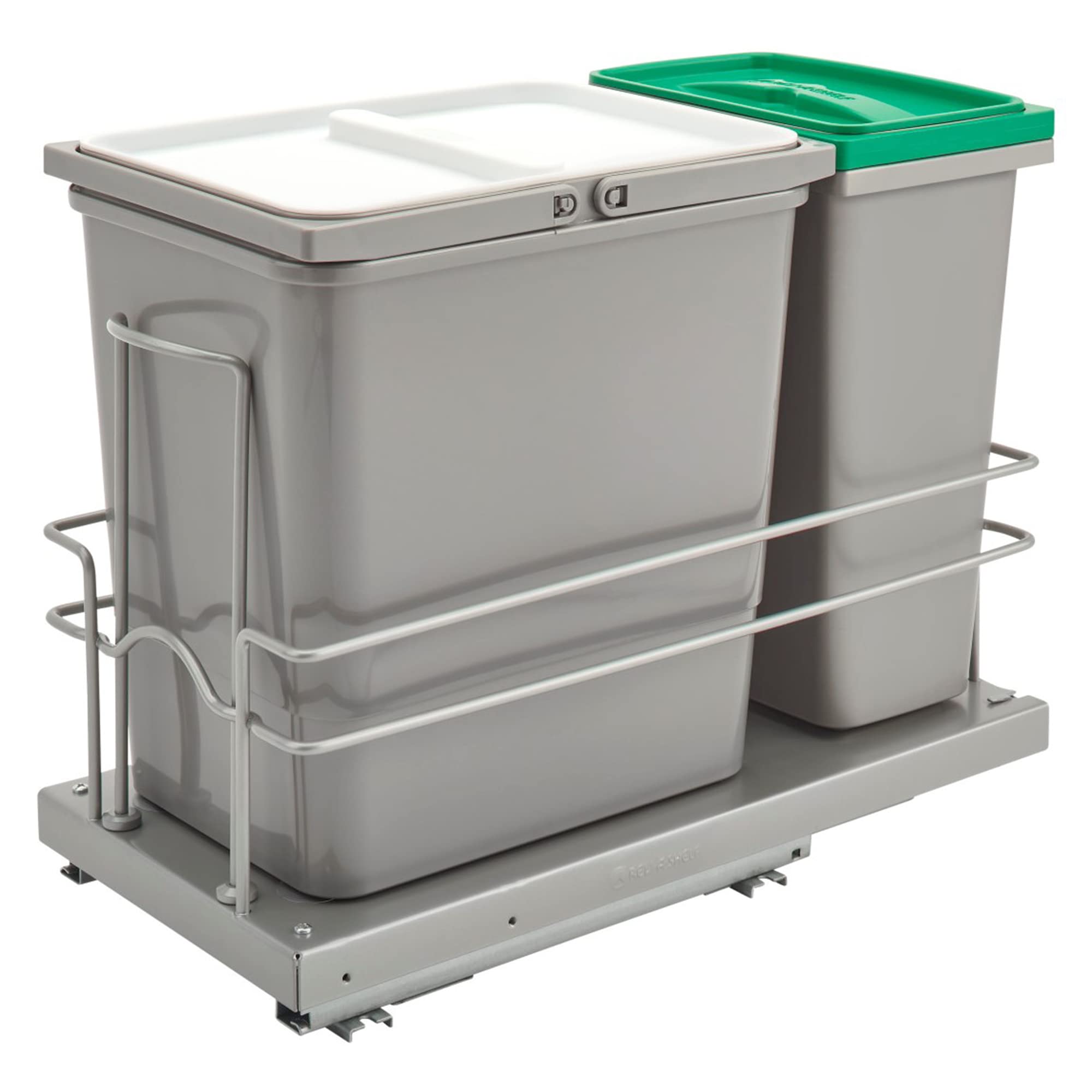 Rev-A-Shelf Undermount Pull Out 15 Qt Trash Can & 8 Qt Recycle Bin W/Soft-Close Slides, Reduced Depth & Reduced Height, 5Sbwc-81
