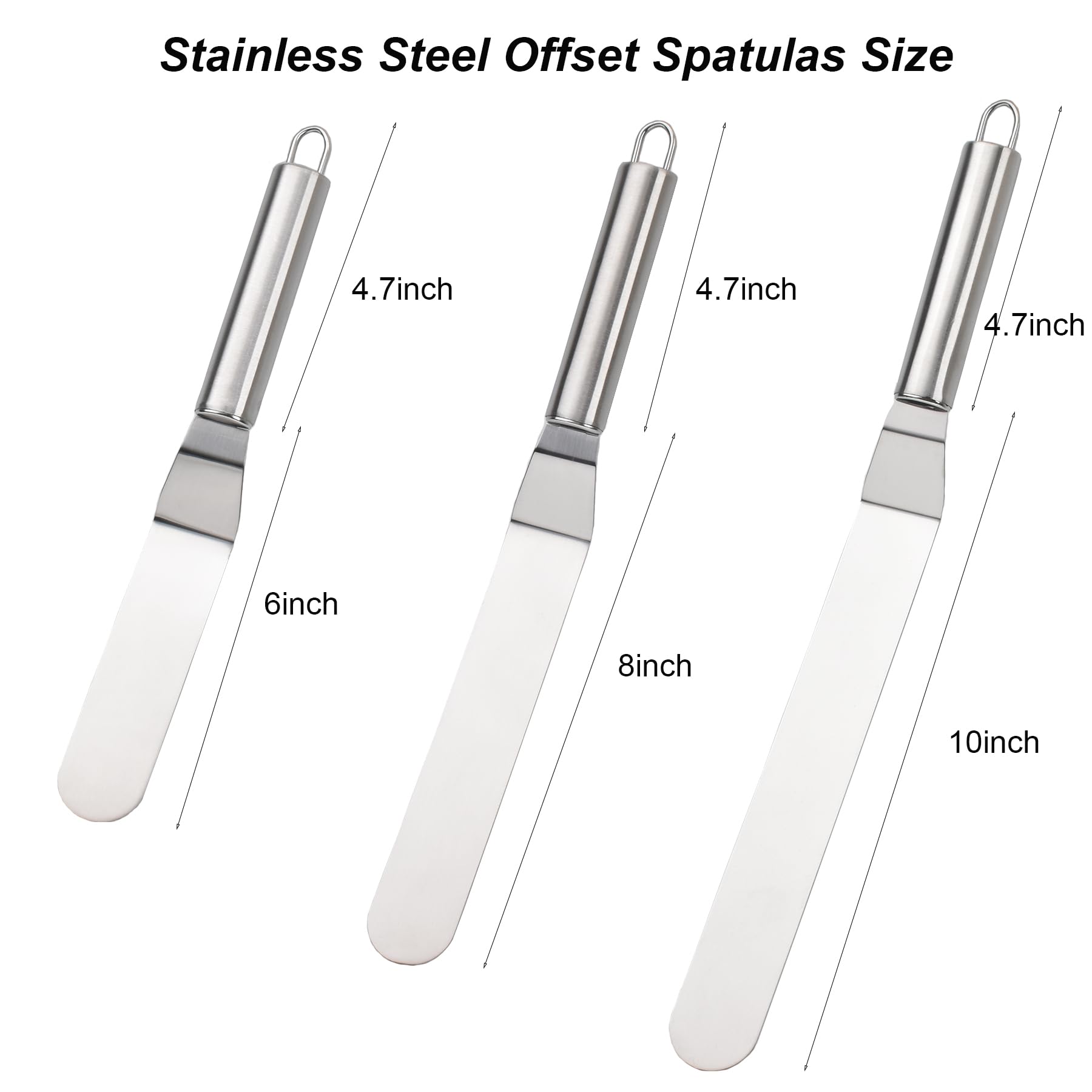 Handlive 2 Pcs Dough Scraper And 3 Pcs Stainless Steel Cake Icing Spatula For Baking, Flexible Bowl Scraper Dough Cutter Bench S