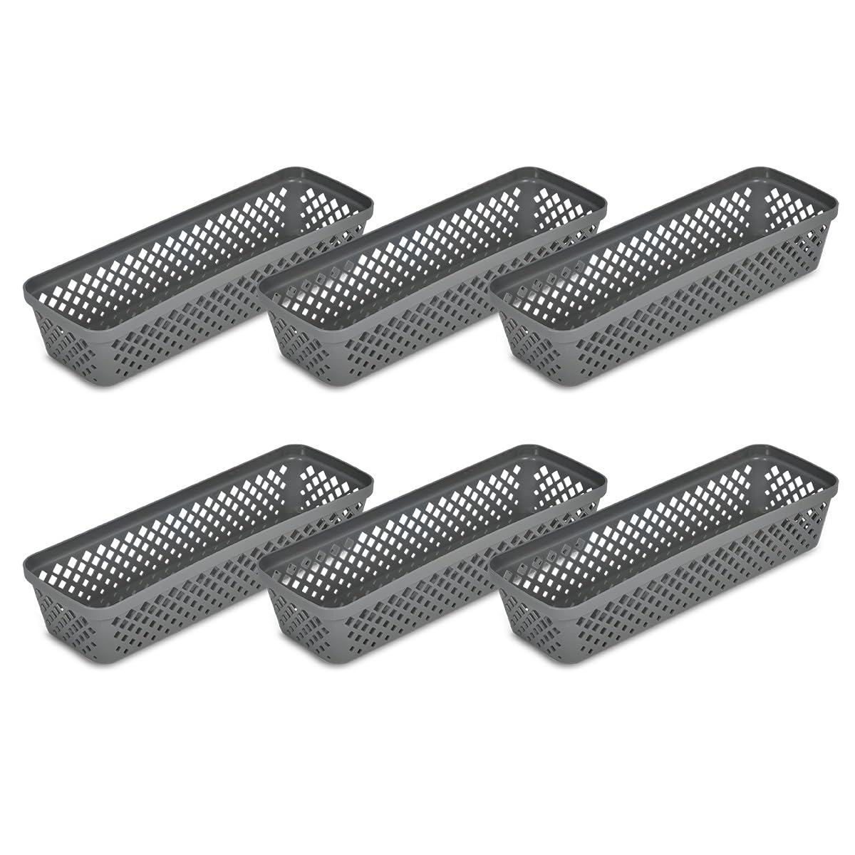 Glad Plastic Storage Basket Set - Multipurpose Drawer Trays, Kitchen Pantry Containers, and Bathroom Bins - 6 Pack Narrow Organi