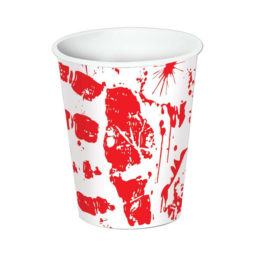Beistle Halloween Party Decoration Bloody Handprints Cups 9 Oz.- Pack Of 12