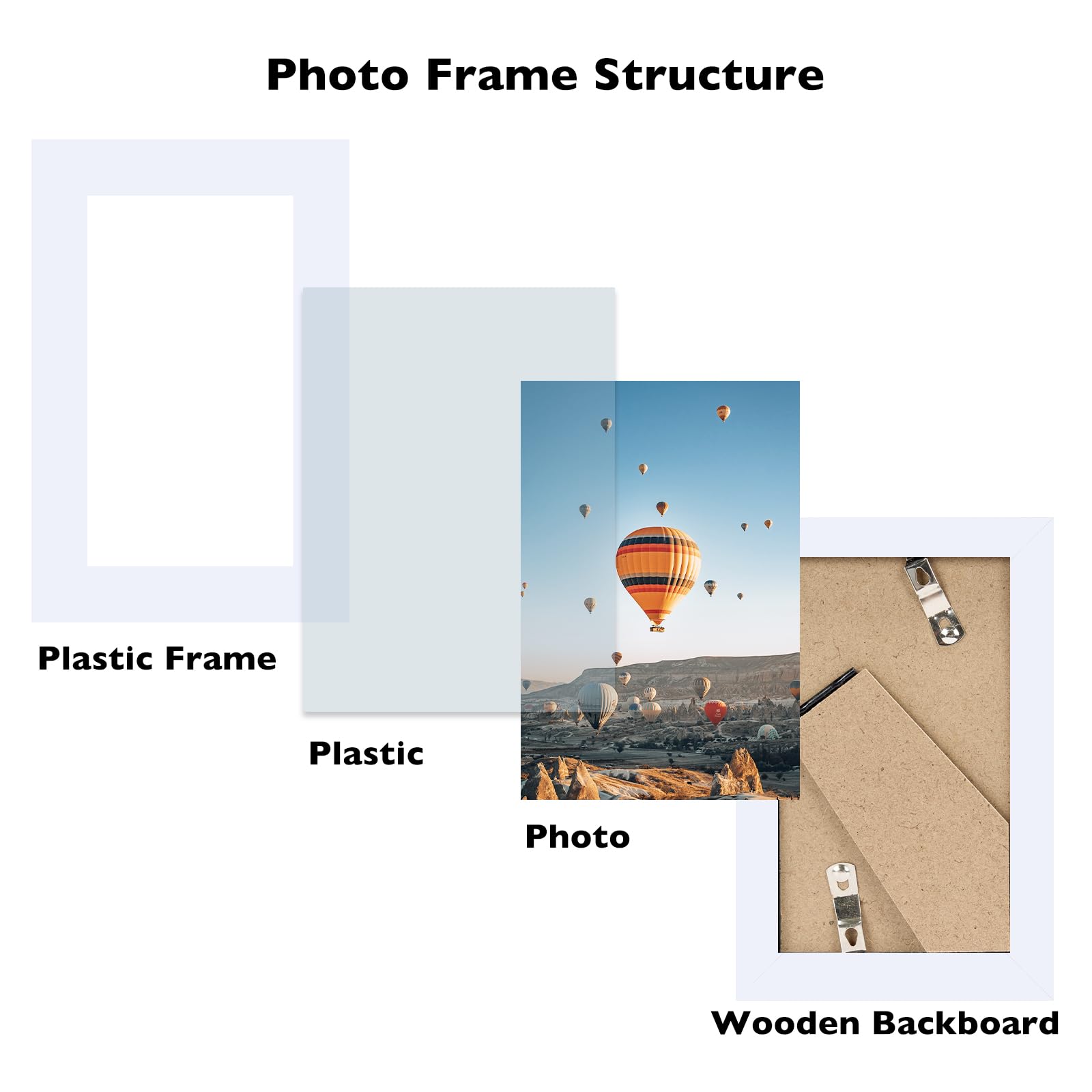 JCJMY 3x5 Picture Frame White for Tabletop, 3 x 5 Photo Frame with Shatter Resistant Plexiglass, Sturdy 3 by 5 Poster Frame, Whi