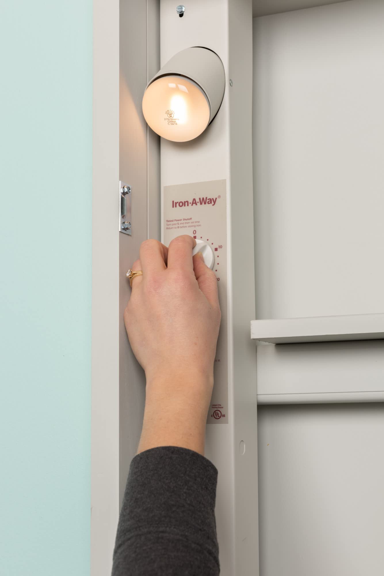 Iron-A-Way Built-In Ironing Center With 42 Inch Swiveling Ironing Board, Electrical System, Hot Iron Storage And Flat White Door