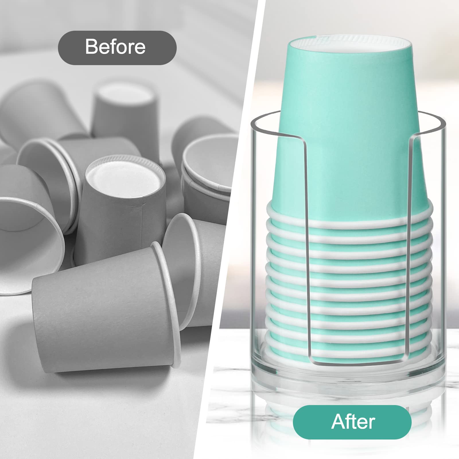 Bathroom Cup Dispenser, Disposable Mouthwash Cups Holder Fit 3Oz-4Oz Small Paper Cups, Clear Plastic Cup Dispenser For Bathroom