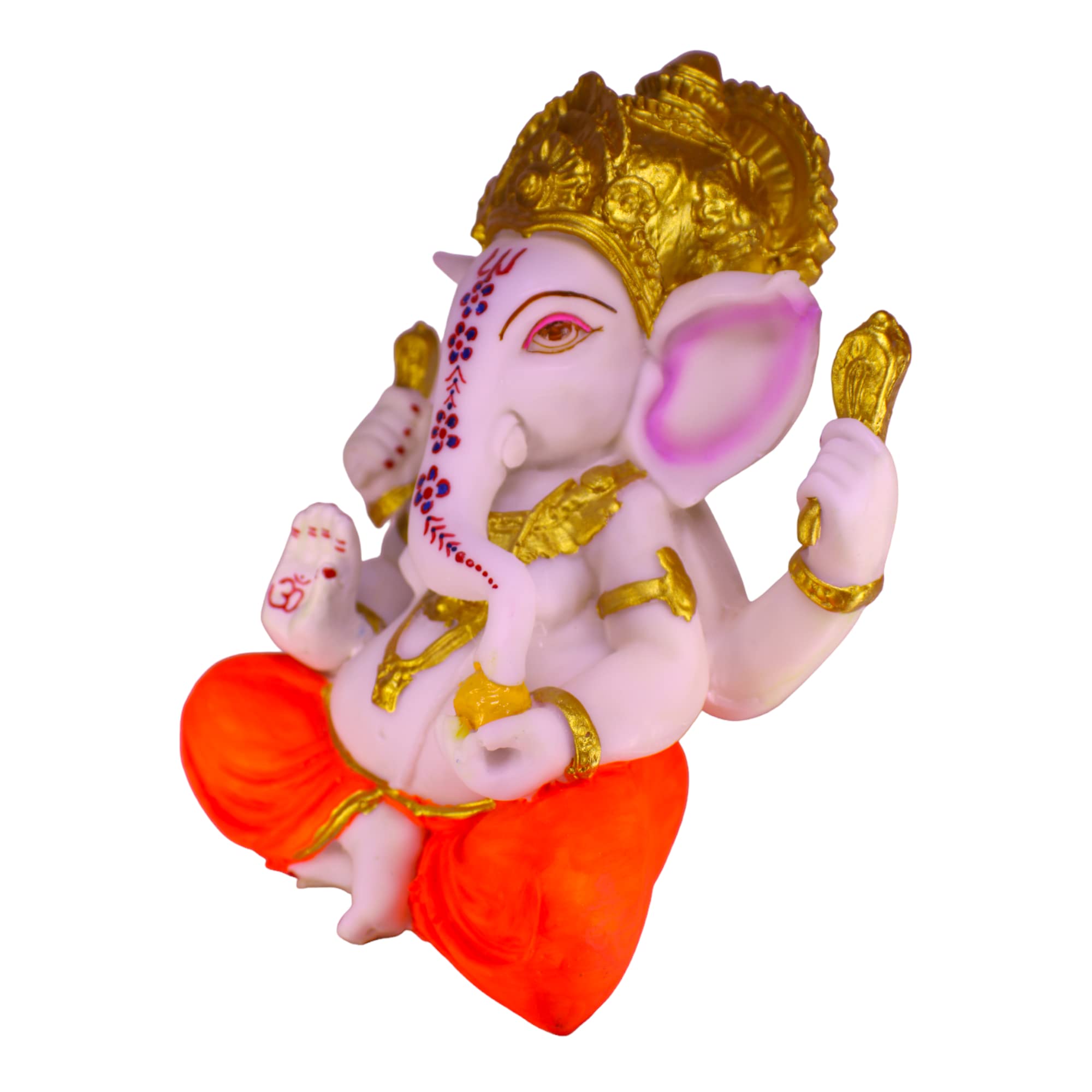 Kd Hub Lord Ganesh Idol For Home Decor & Office - Ashirwad Ganesh Murti - (22.5 Cm) (Orange)(Medium Size)