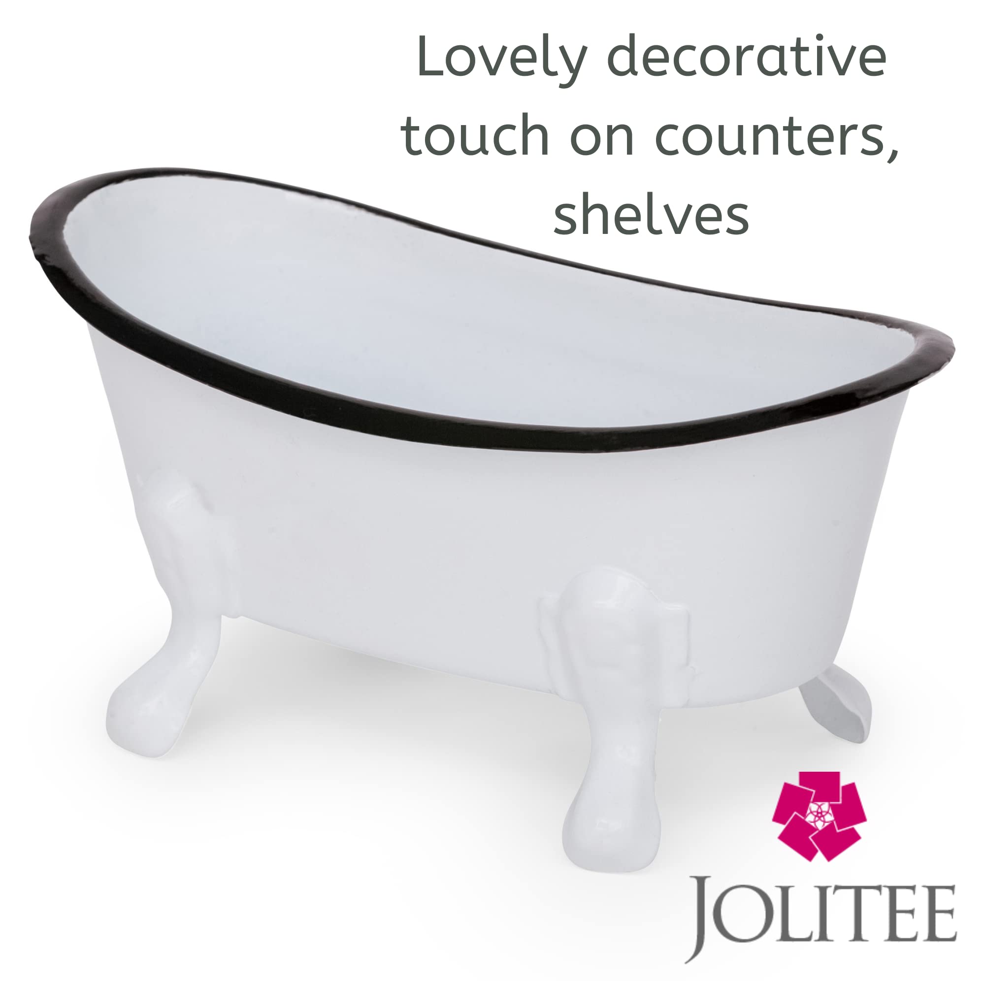 Rustic Enamel 1 Piece 5.5'' Metal Clawfoot Mini Bathtub Soap Dish Mini Bath Tub Decoration Clawfoot Tub Soap Caddy White