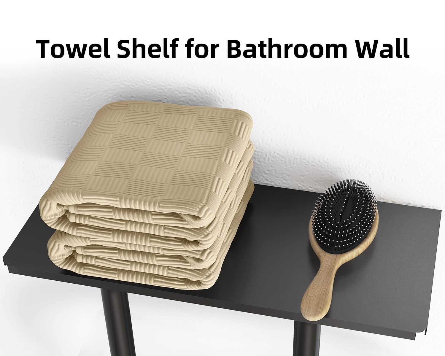 Bethom Towel Rack With Metal Shelf And 3 Hooks For Small Bathroom, Towel Storage Wall Can Holds Up To 3 Large Size(63X40 Inch) O