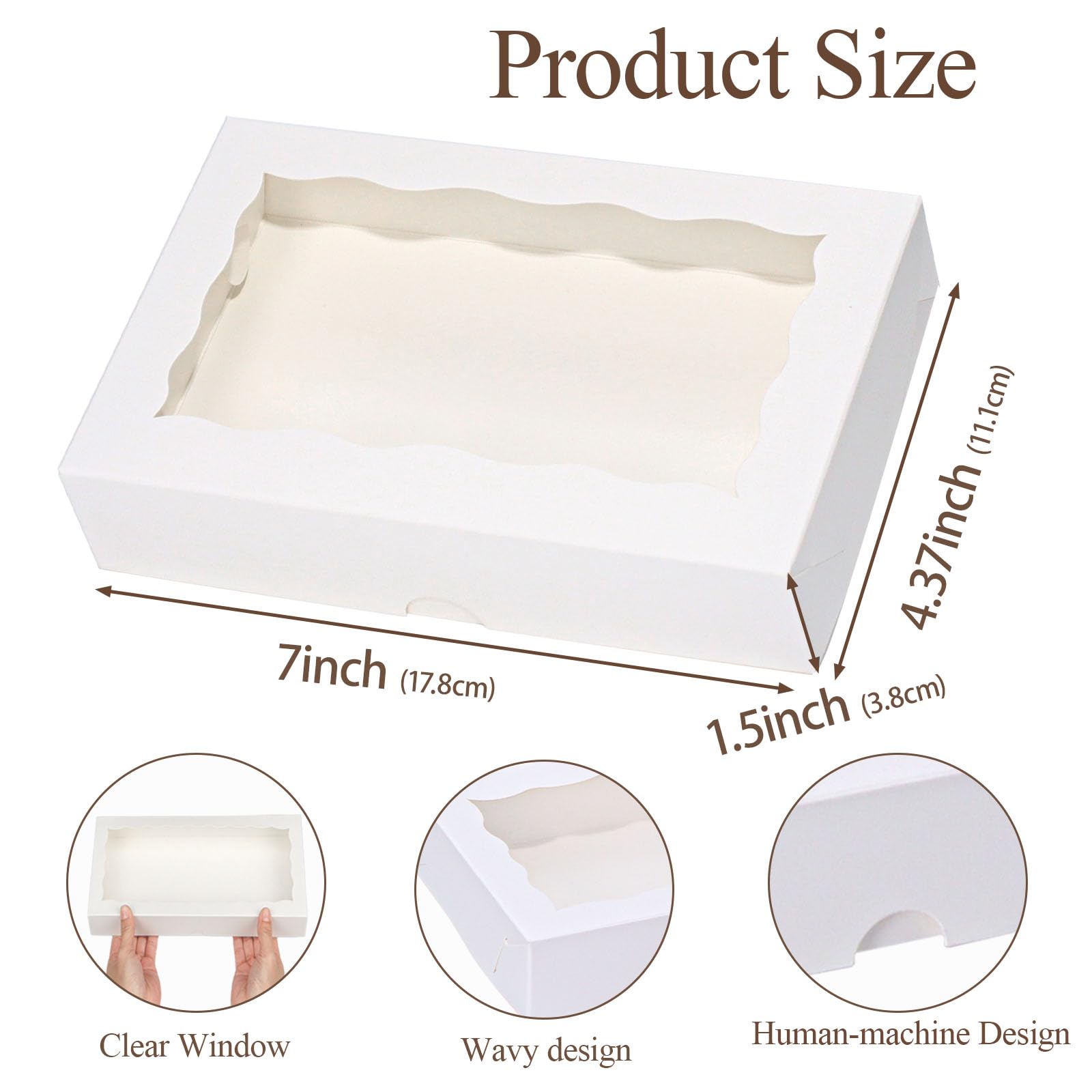 Romantic Baking DIY Assembly White 7 x 4 3/8 x 1in Cookies Boxes for Gift Giving Chocolate Truffle Bakery Brownie Pastry Boxes