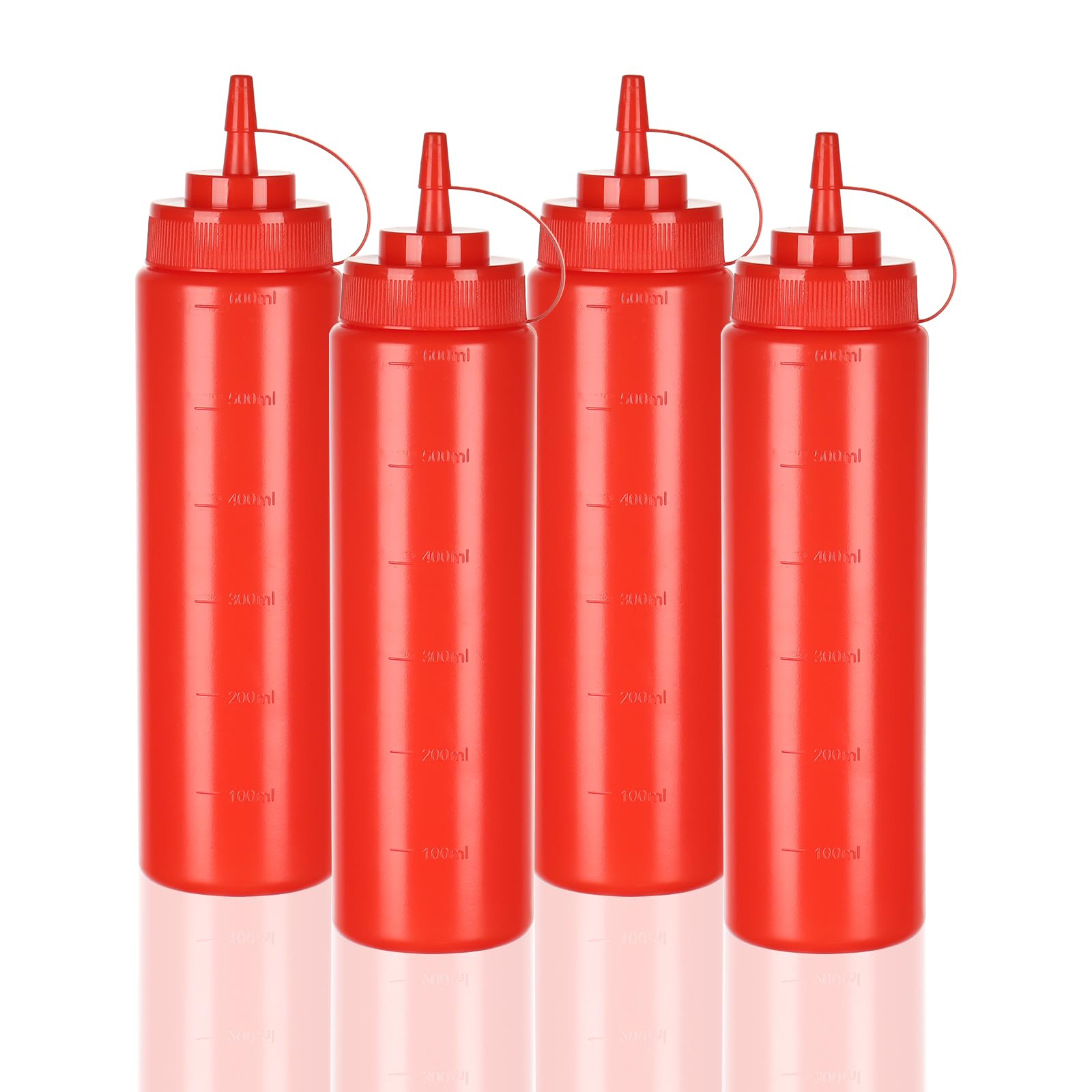 WELKOR 24 OZ Kitchen Foodservice Condiment Squeeze Bottles for Sauces,with Twist Top Cap,Leak Proof,Mustard, Syrup, Sauces, Dres