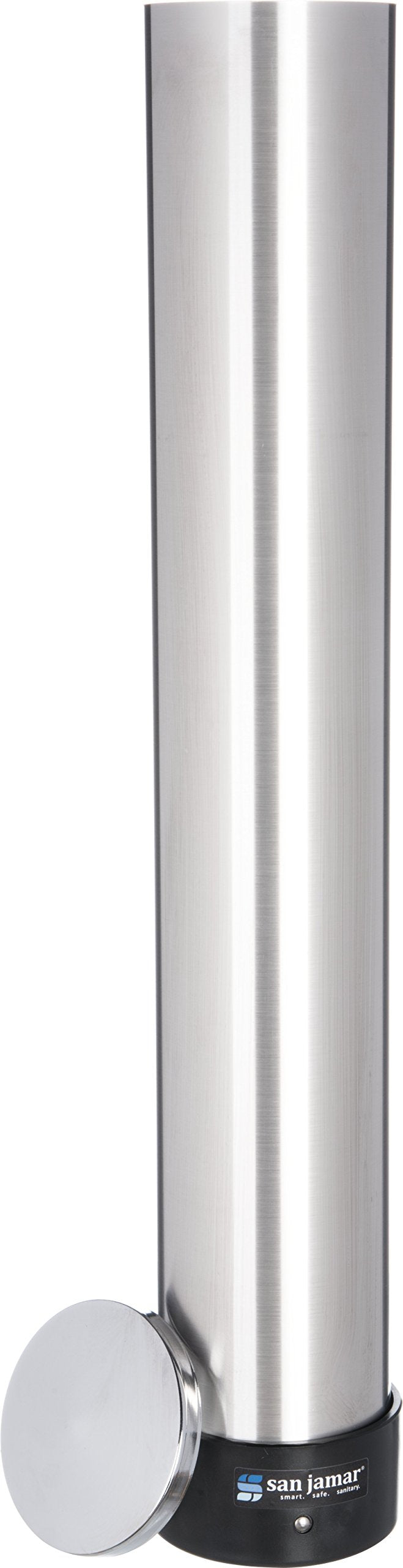 San Jamar Small Pull-Type Cup Dispenser 6 - 10 Oz. Cups For Restaurants, Home, And Office, Stainless Steel, 23.5 Inches, Silver