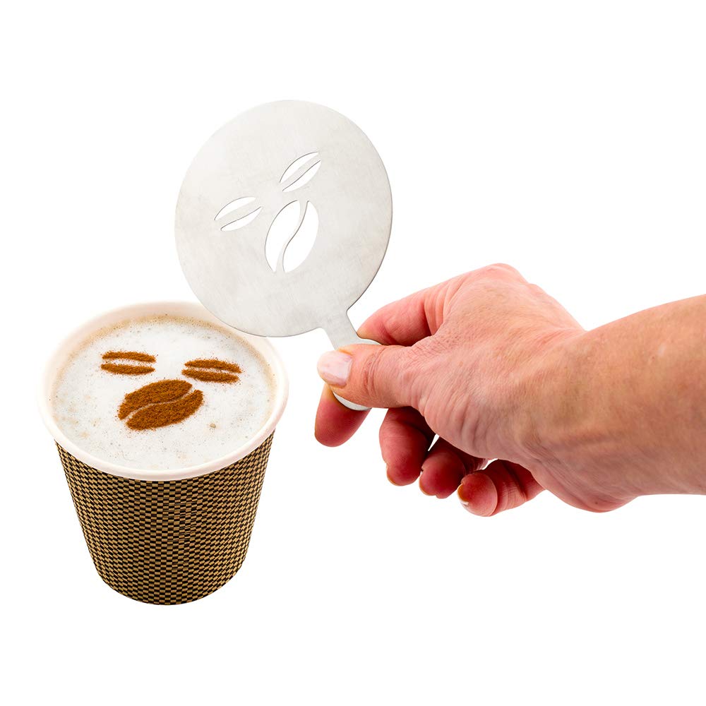 Restaurantware Restpresso 4.75 Inch Latte Stencil 1 Coffee Bean Coffee Stencil - Coffee Art Template Decorate Cupcakes Cakes Or
