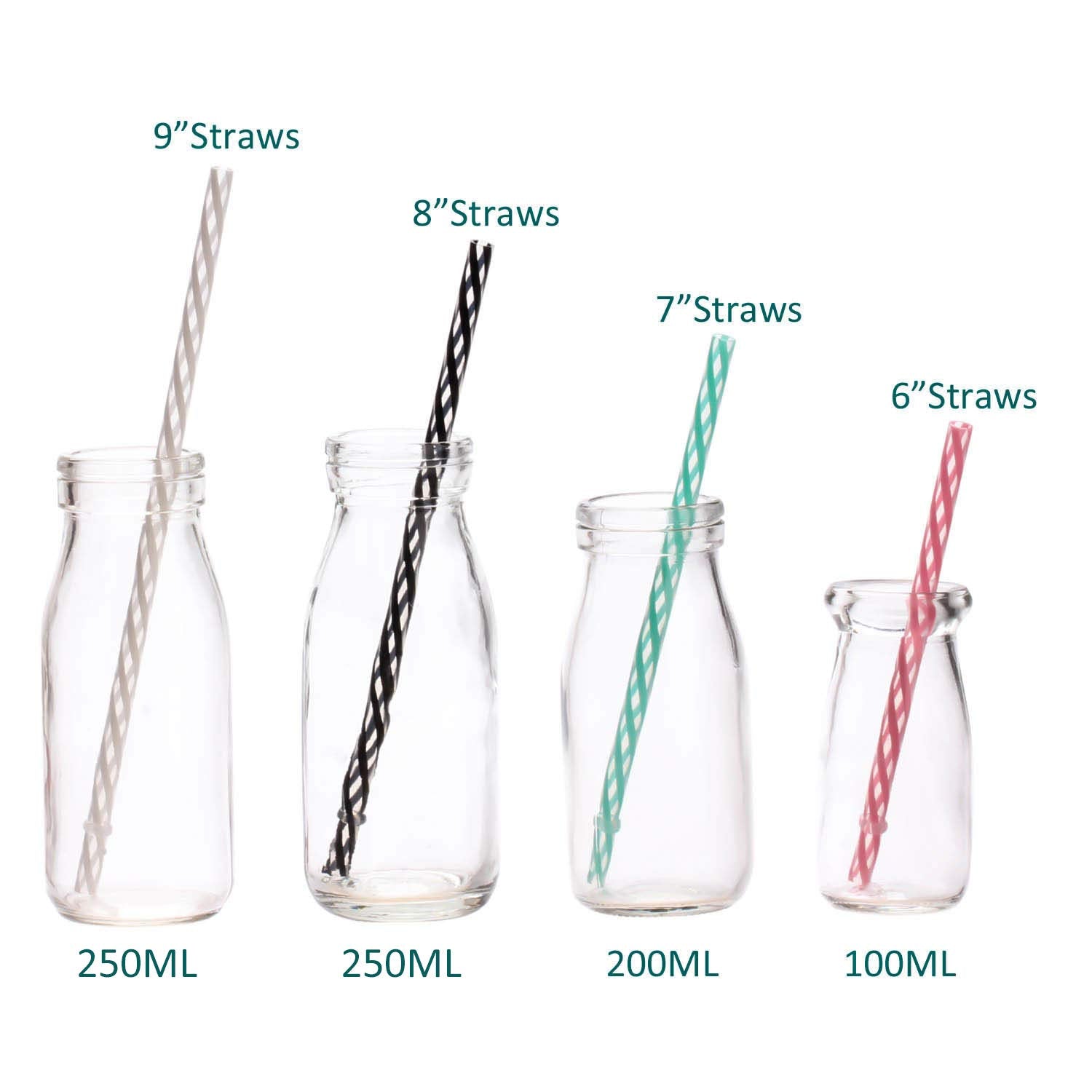 Dakoufish 12 Piece 8 Inch Reusable Plastic Thick Drinking Straws Bpa Free Mason Jar Straws Transparent Small Stripe (8Inch, Mix