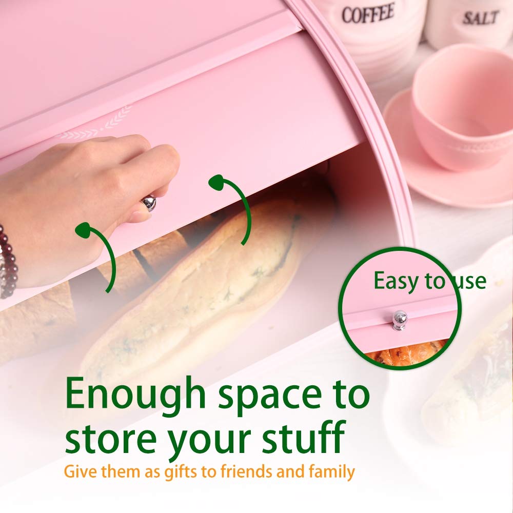 Bread Box For Kitchen Countertop, Stainless Steel Bread Container With Roll Top Lid, Space Saving, Stylish And Functional Bread