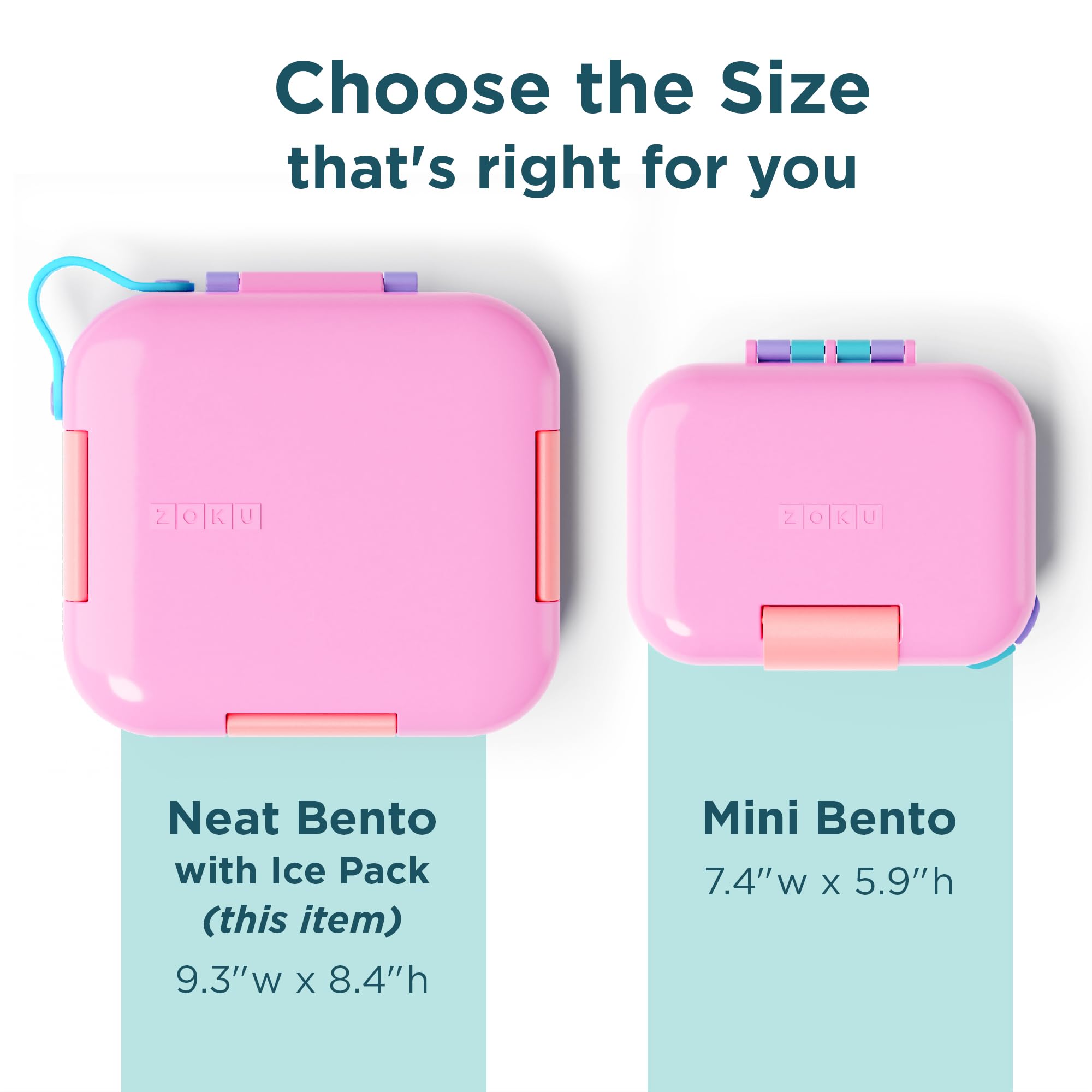 Zoku - Bento Box With Ice Pack, Lunch Box For Kids, Easy To Carry And Clean, Freezer Pack Keeps Food Fresh, Fits Any Snack Or Me