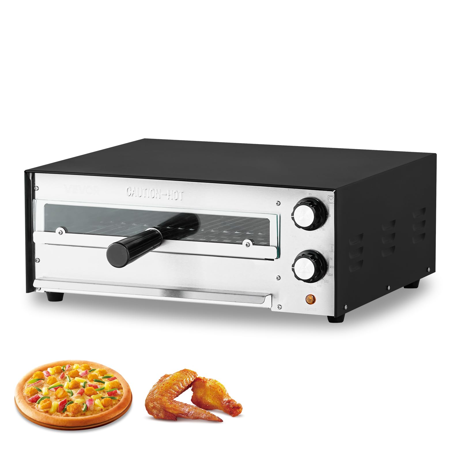 VEVOR Electric Pizza Oven, 12-inch Countertops Pizza Ovens, 572F Max Temp, 1450W Indoor Pizzas Maker w/Timing & Temp Control, Pi